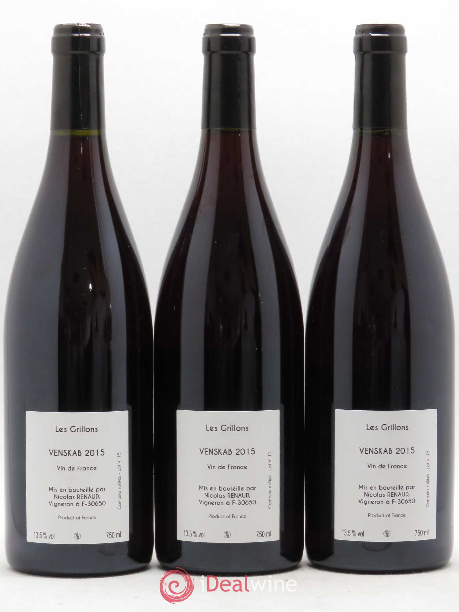 Vin de France Venskab Clos des Grillons 2015 - Lot de 3 bouteilles - 1