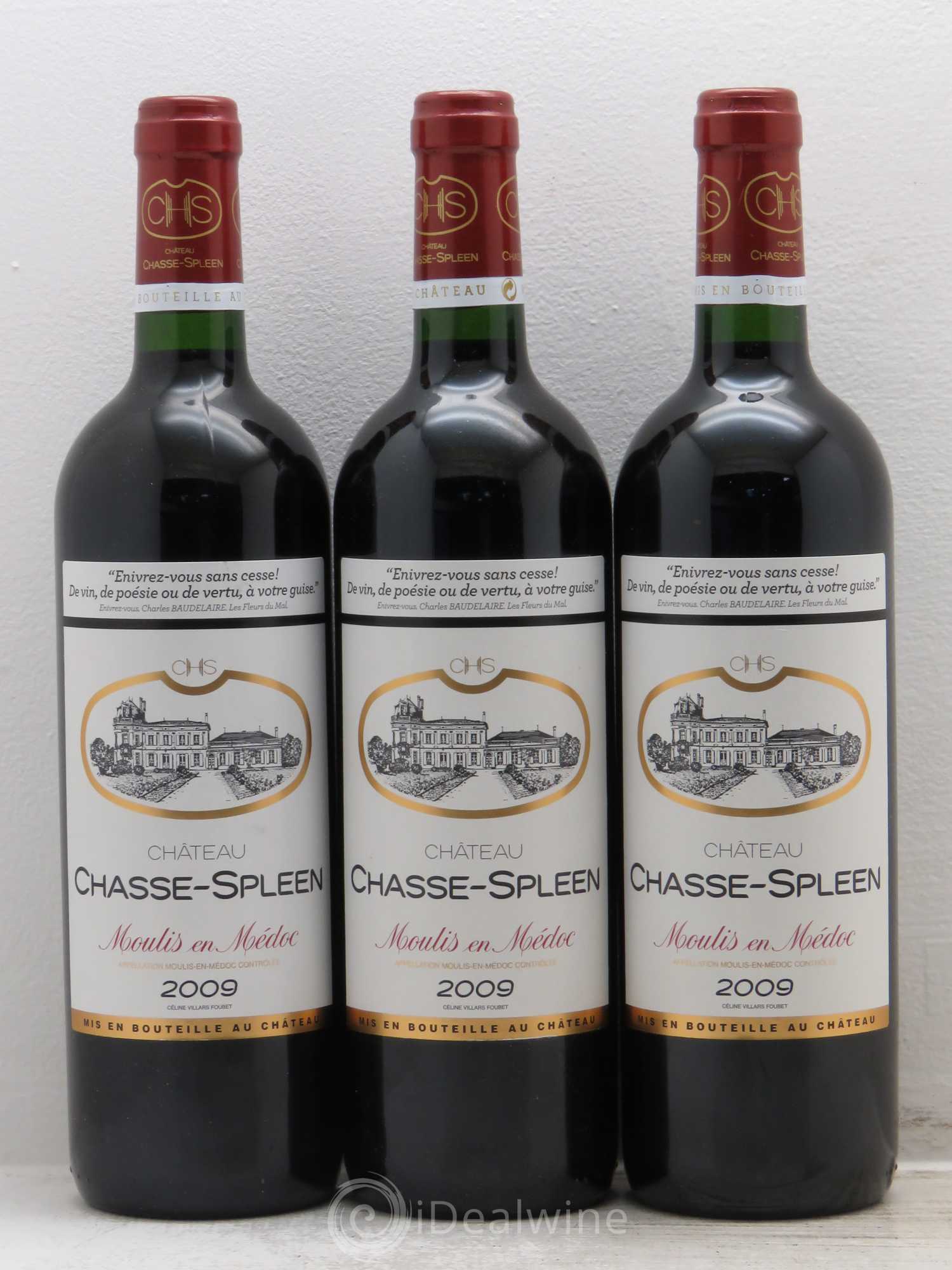 Château Chasse Spleen 2009 - Lot de 3 bouteilles - 0