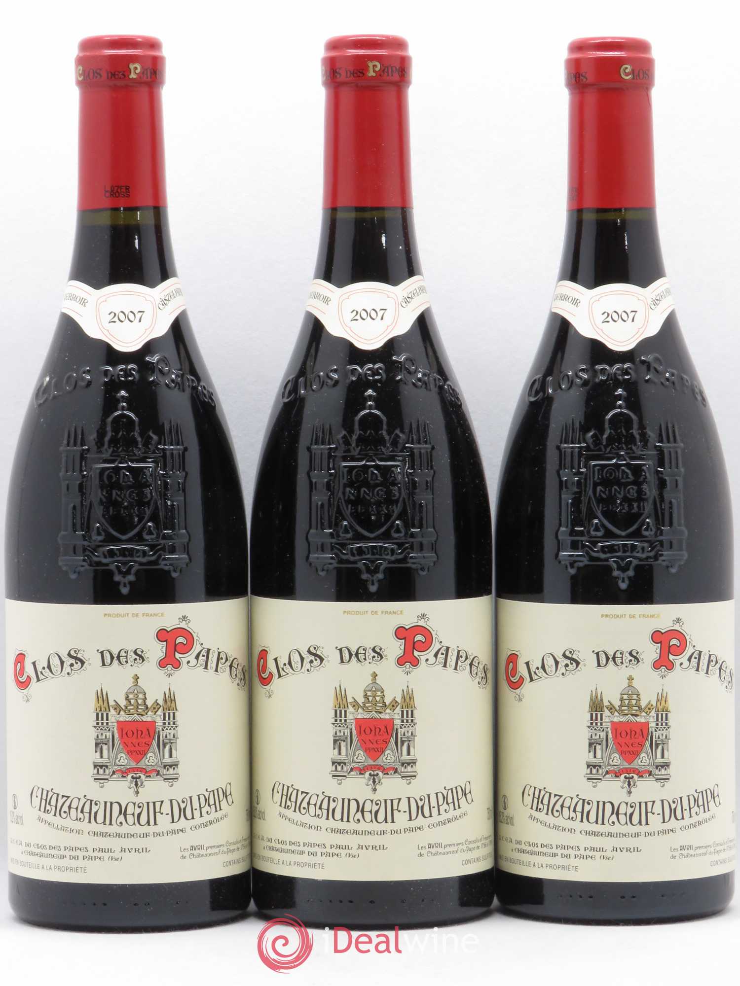 Châteauneuf-du-Pape Clos des Papes - Paul Avril 2007 - Lot de 3 bouteilles - 0