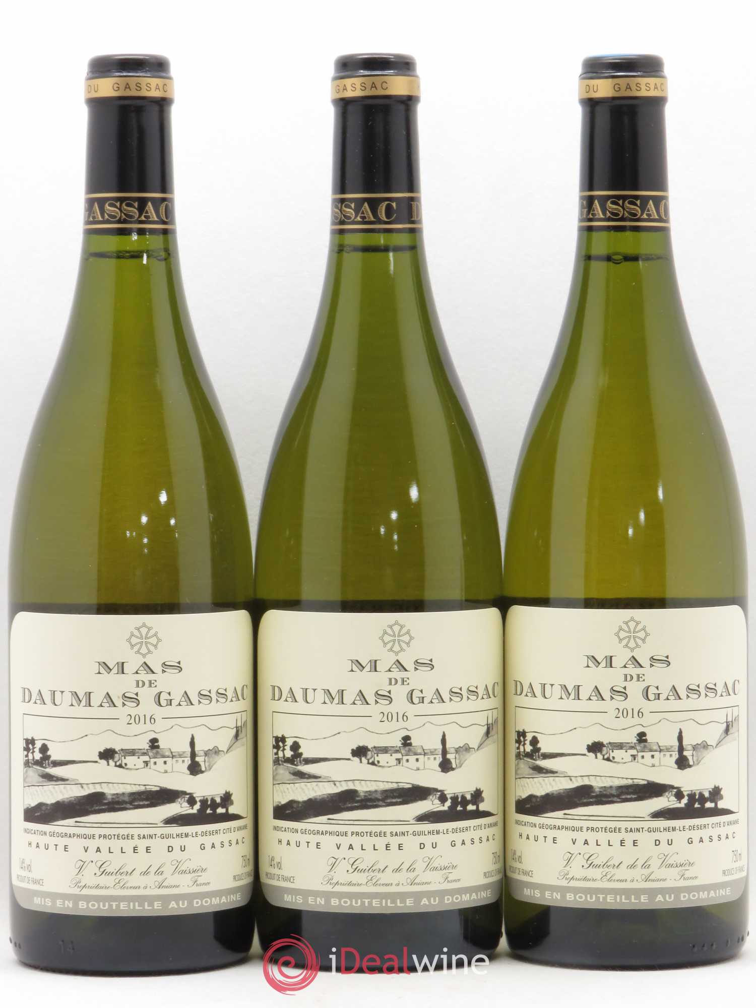 Saint-Guilhem-le-Désert - Cité d'Aniane Mas Daumas Gassac Famille Guibert de La Vaissière 2016 - Lot de 3 bouteilles - 0