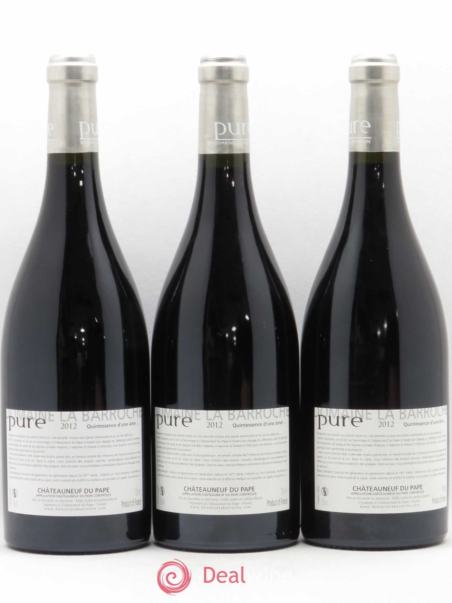 Châteauneuf-du-Pape Cuvée Pure Domaine La Barroche 2012 - Lot de 3 bouteilles - 1