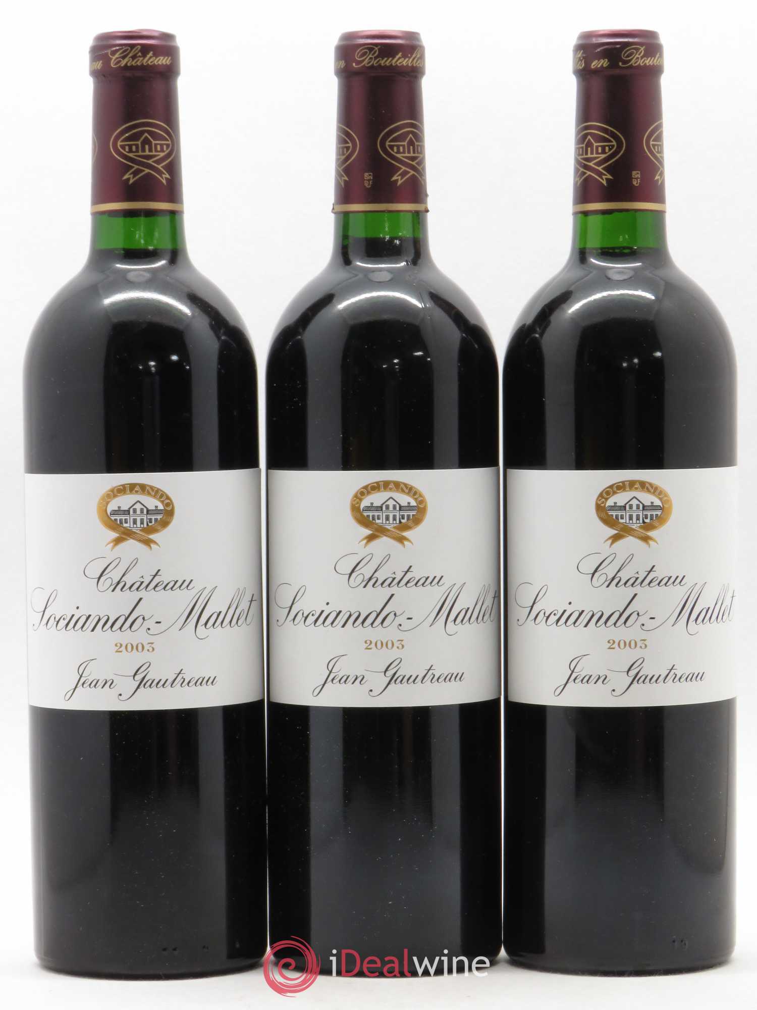 Château Sociando Mallet 2003 - Lot de 3 bouteilles - 0