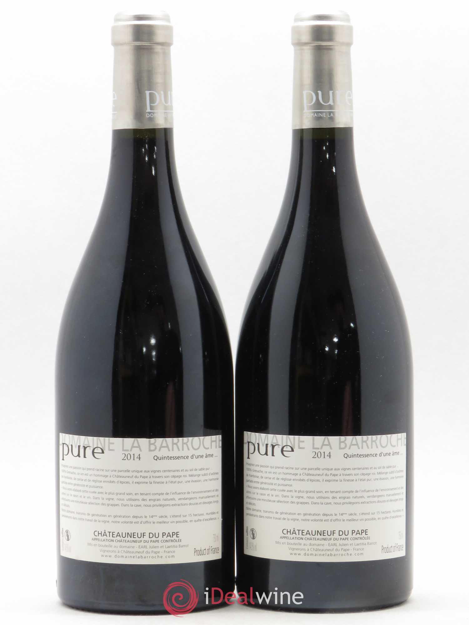 Châteauneuf-du-Pape Cuvée Pure Domaine La Barroche 2014 - Lot de 2 bouteilles - 1
