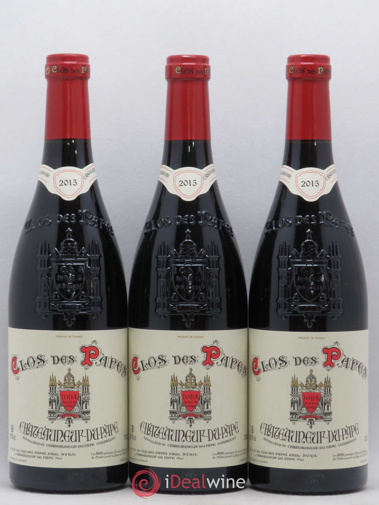 Châteauneuf-du-Pape Clos des Papes - Paul Avril 2015 - Lot de 3 bouteilles - 0