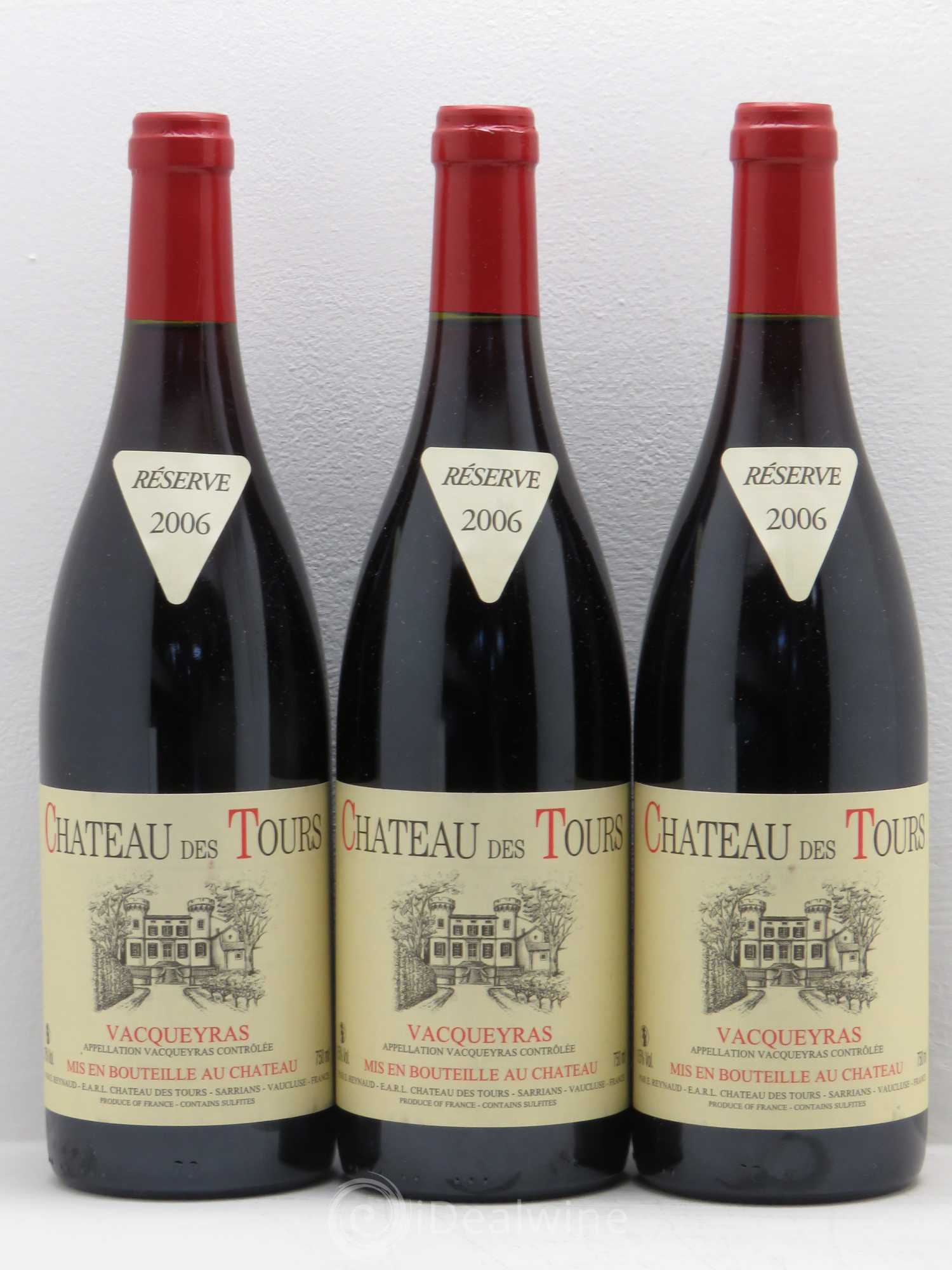 Vacqueyras Château des Tours Emmanuel Reynaud 2006 - Lot de 3 bouteilles - 0