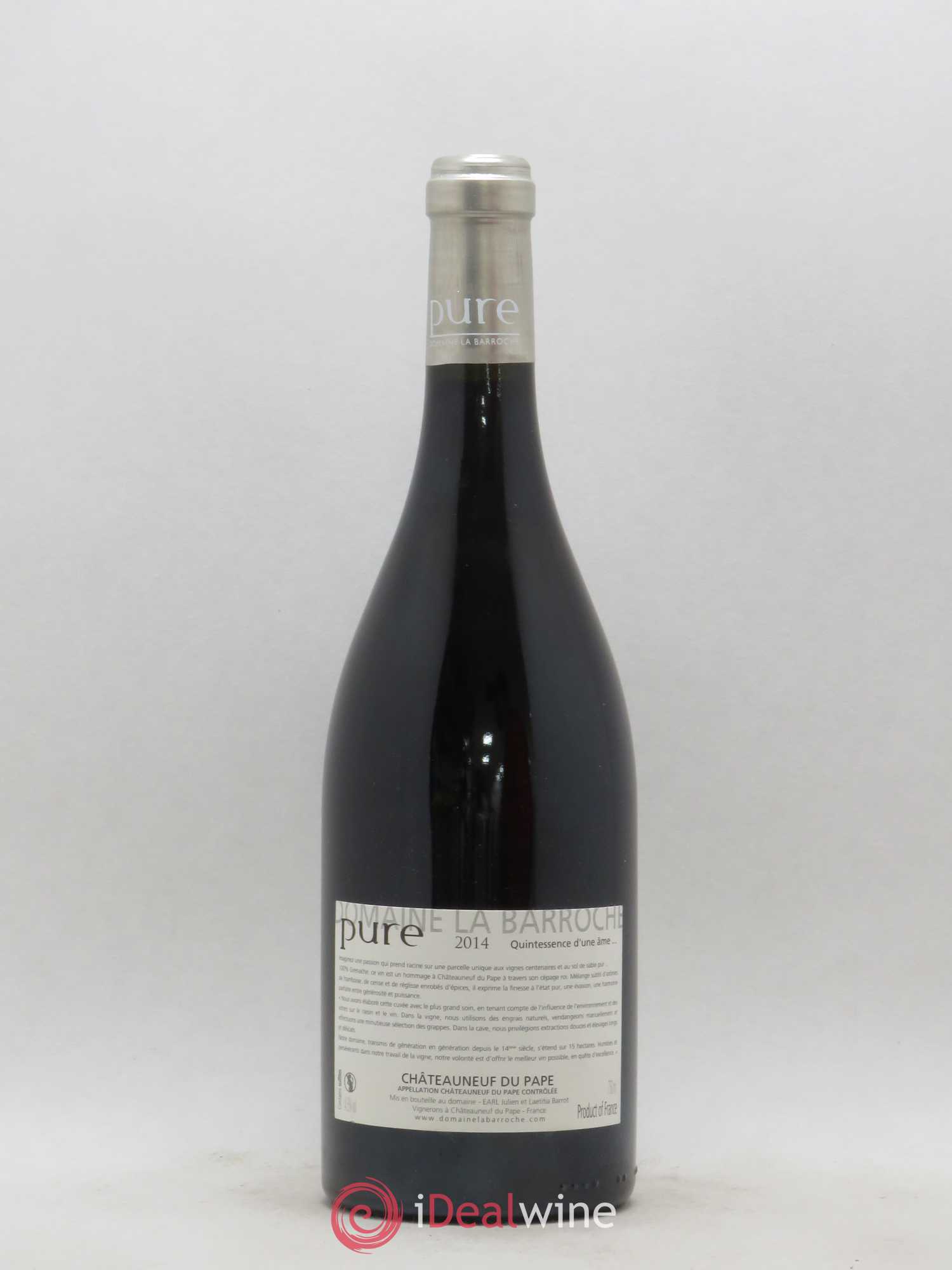 Châteauneuf-du-Pape Cuvée Pure Domaine La Barroche 2014 - Lot de 1 bouteille - 1