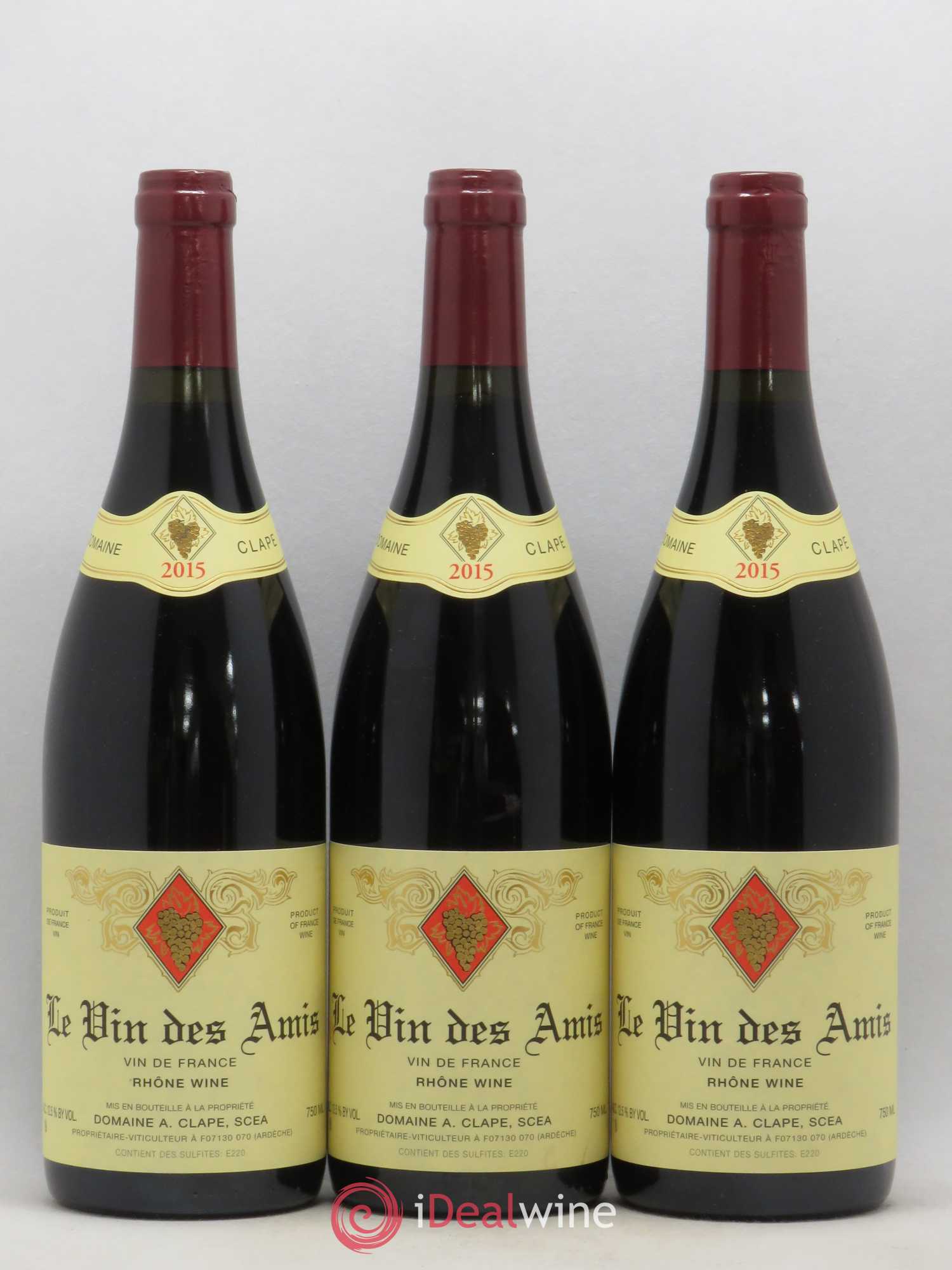 Vin de France Le Vin des Amis Auguste Clape 2015 - Lot de 3 bouteilles - 0