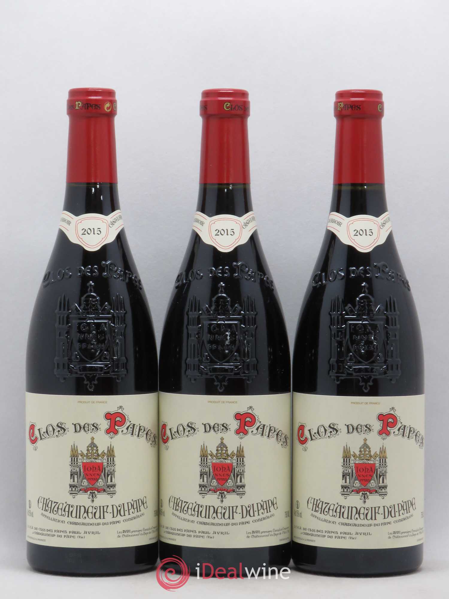 Châteauneuf-du-Pape Clos des Papes - Paul Avril 2015 - Lot de 3 bouteilles - 0