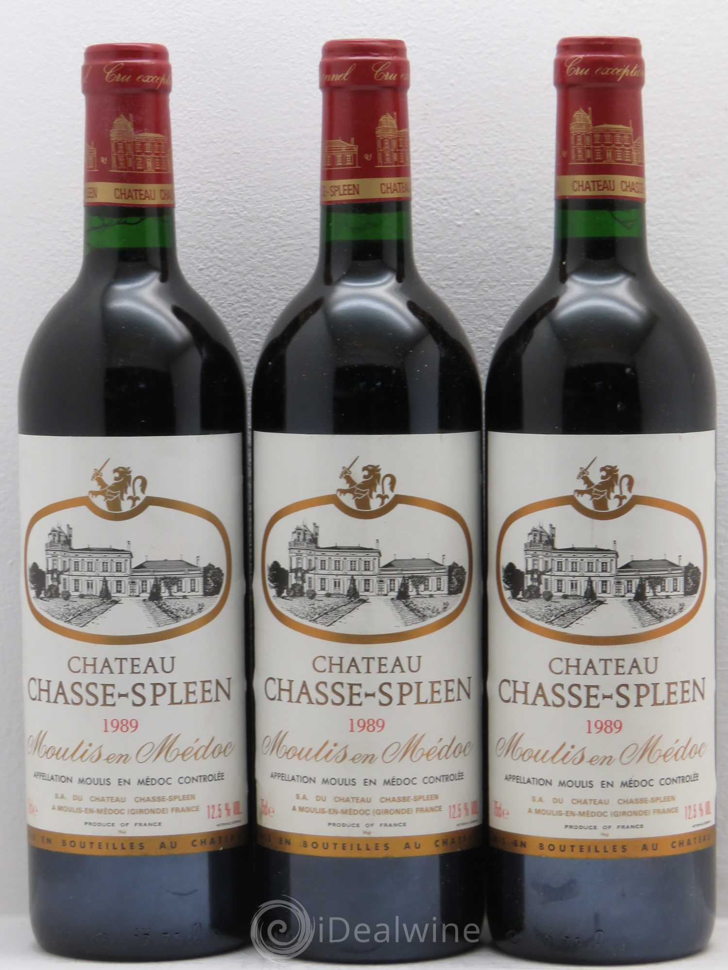 Château Chasse Spleen 1989 - Lot de 3 bouteilles - 0