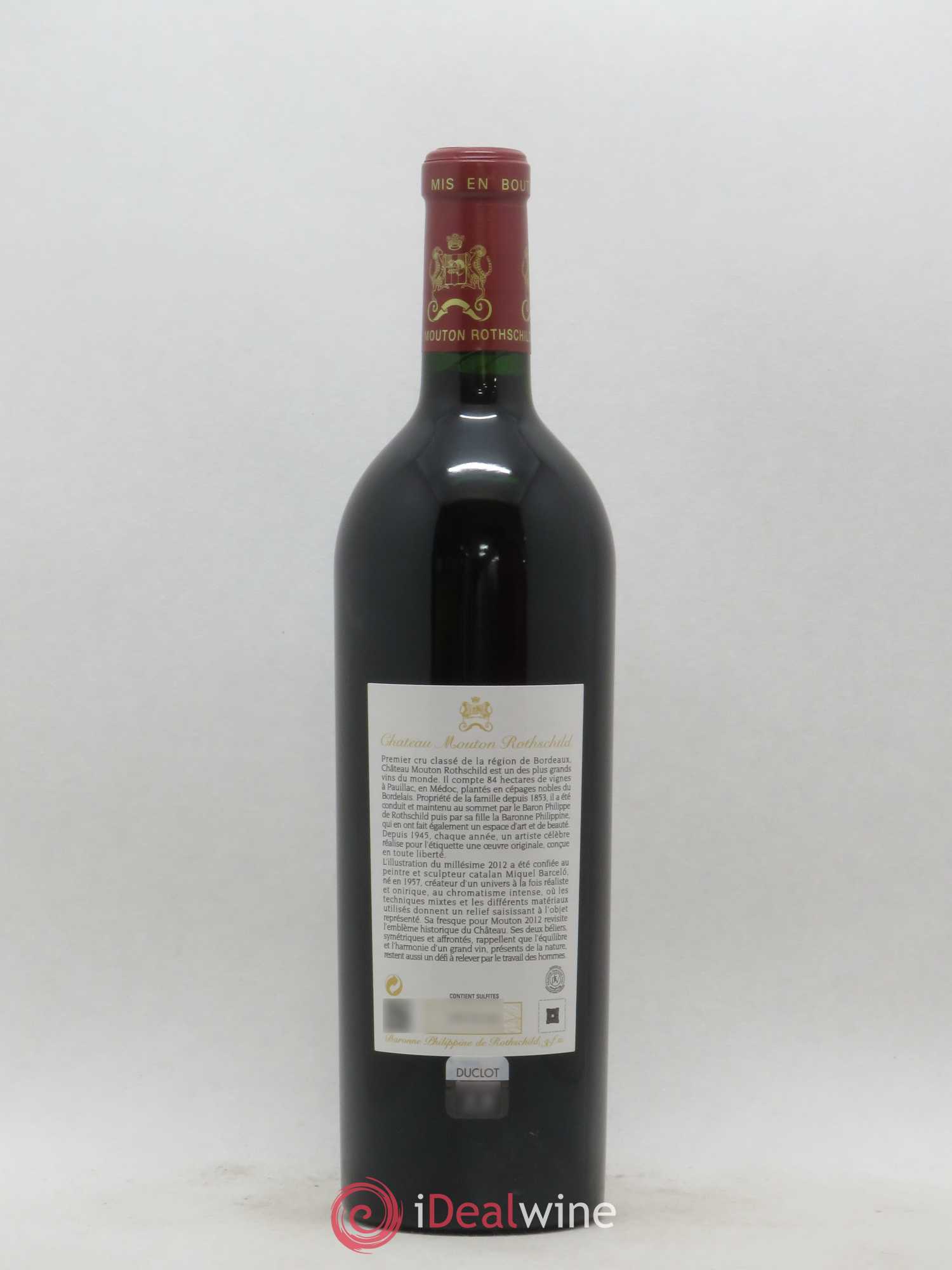 Château Mouton Rothschild 1er Grand Cru Classé 2012 - Lot de 1 bouteille - 1