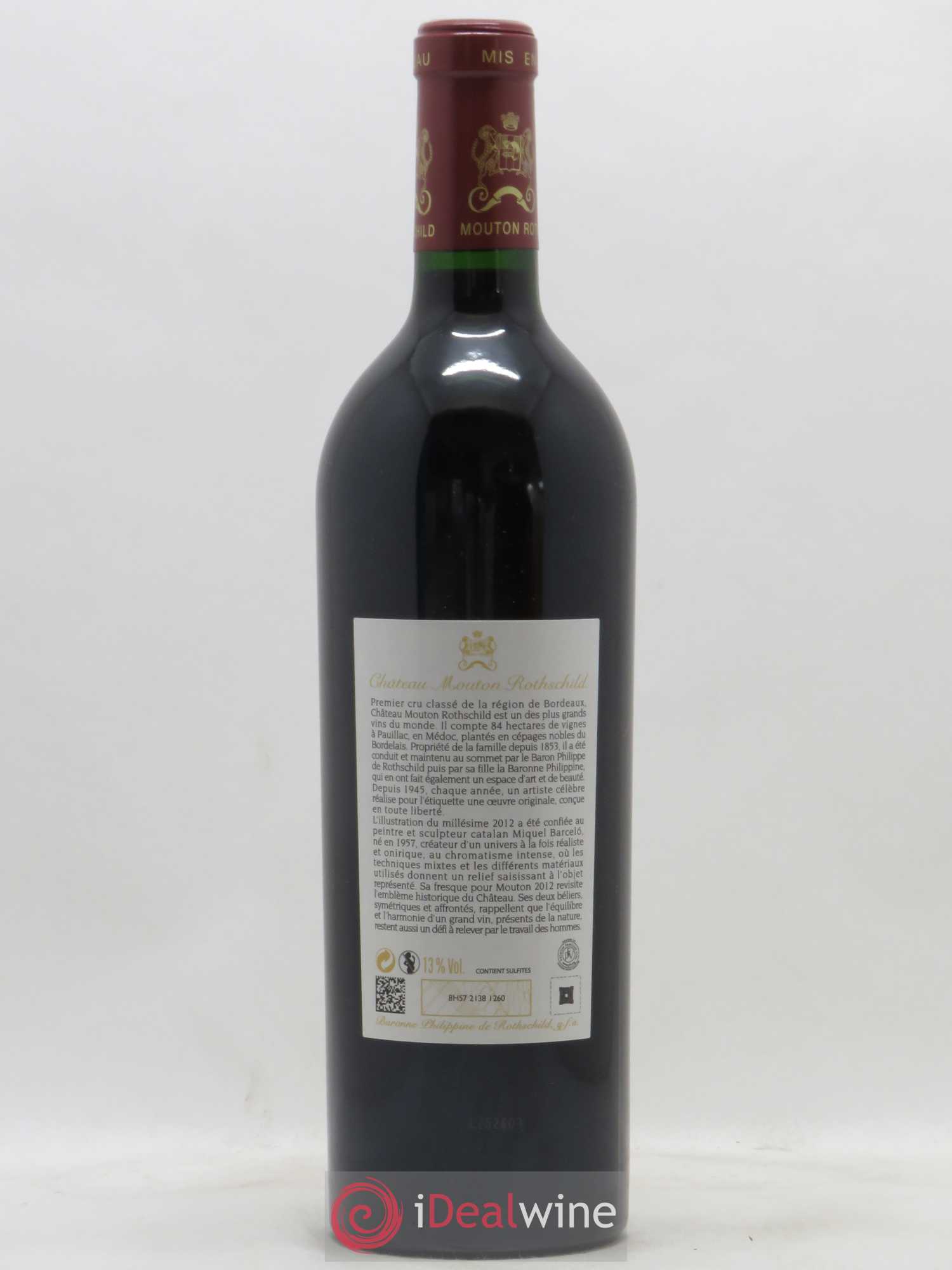 Château Mouton Rothschild 1er Grand Cru Classé 2012 - Lot de 1 bouteille - 1
