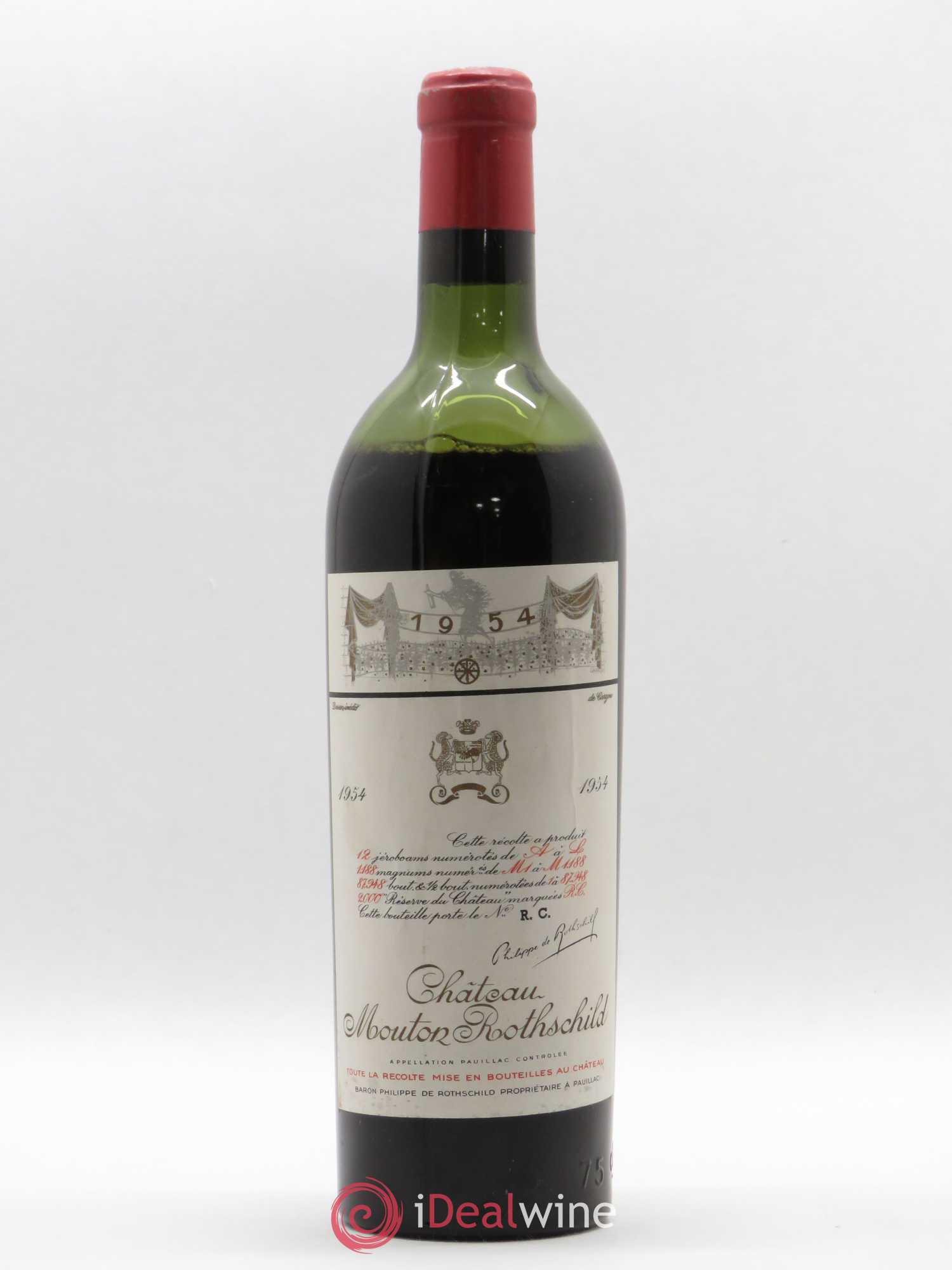 Château Mouton Rothschild 1er Grand Cru Classé 1954 - Lot de 1 bouteille - 0