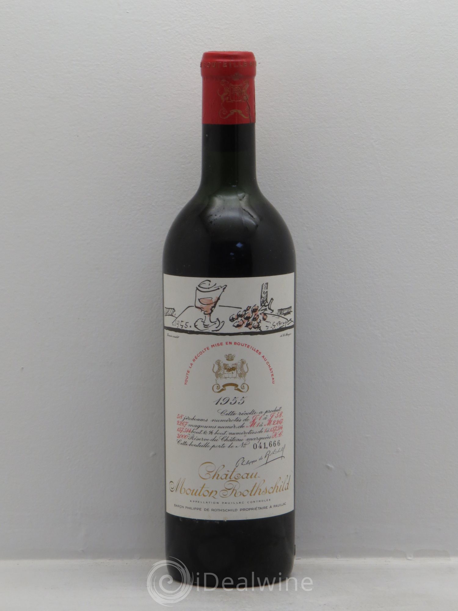 Château Mouton Rothschild 1er Grand Cru Classé 1955 - Lot de 1 bouteille - 0