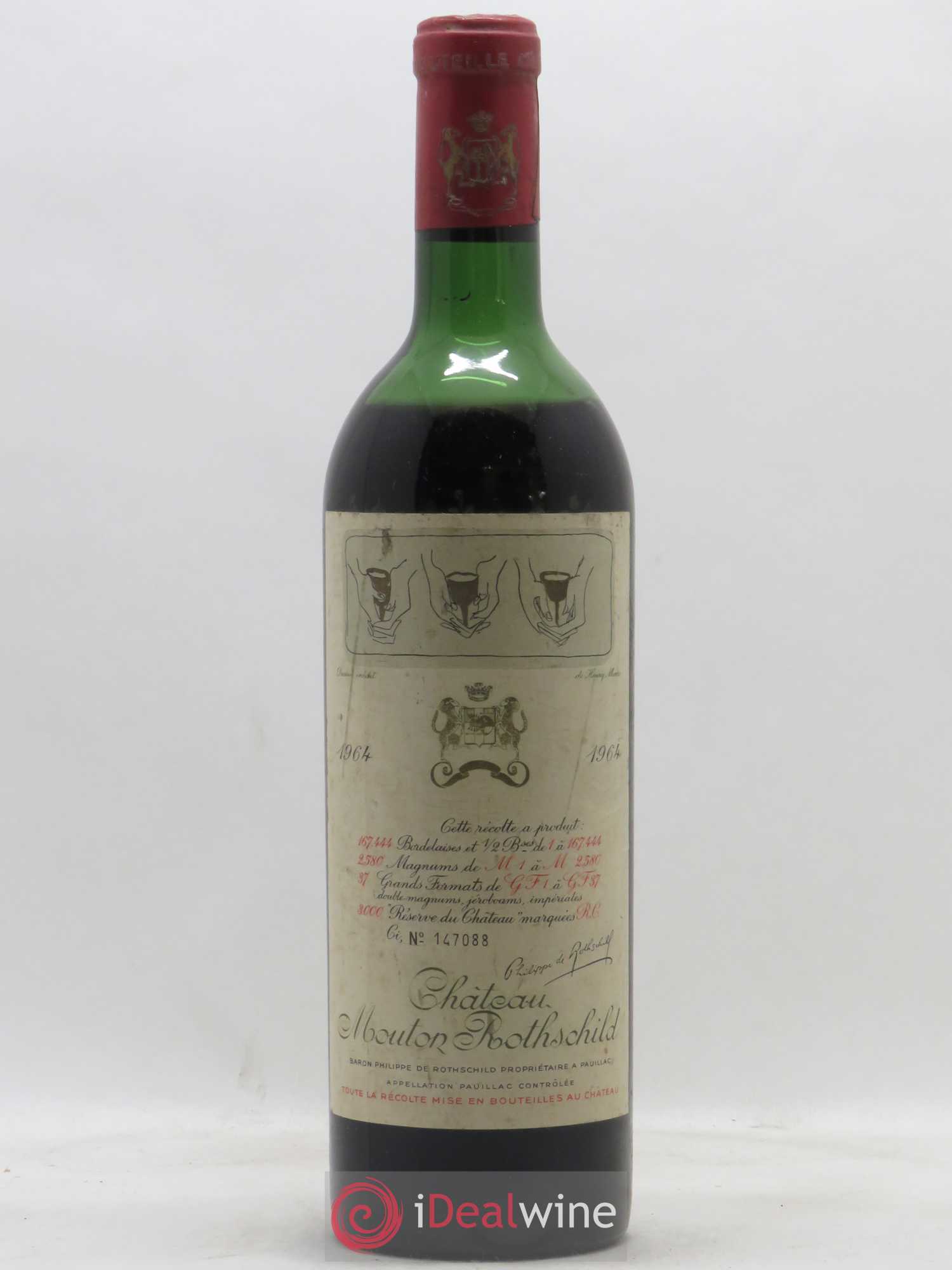 Château Mouton Rothschild 1er Grand Cru Classé 1964 - Lot de 1 bouteille - 0