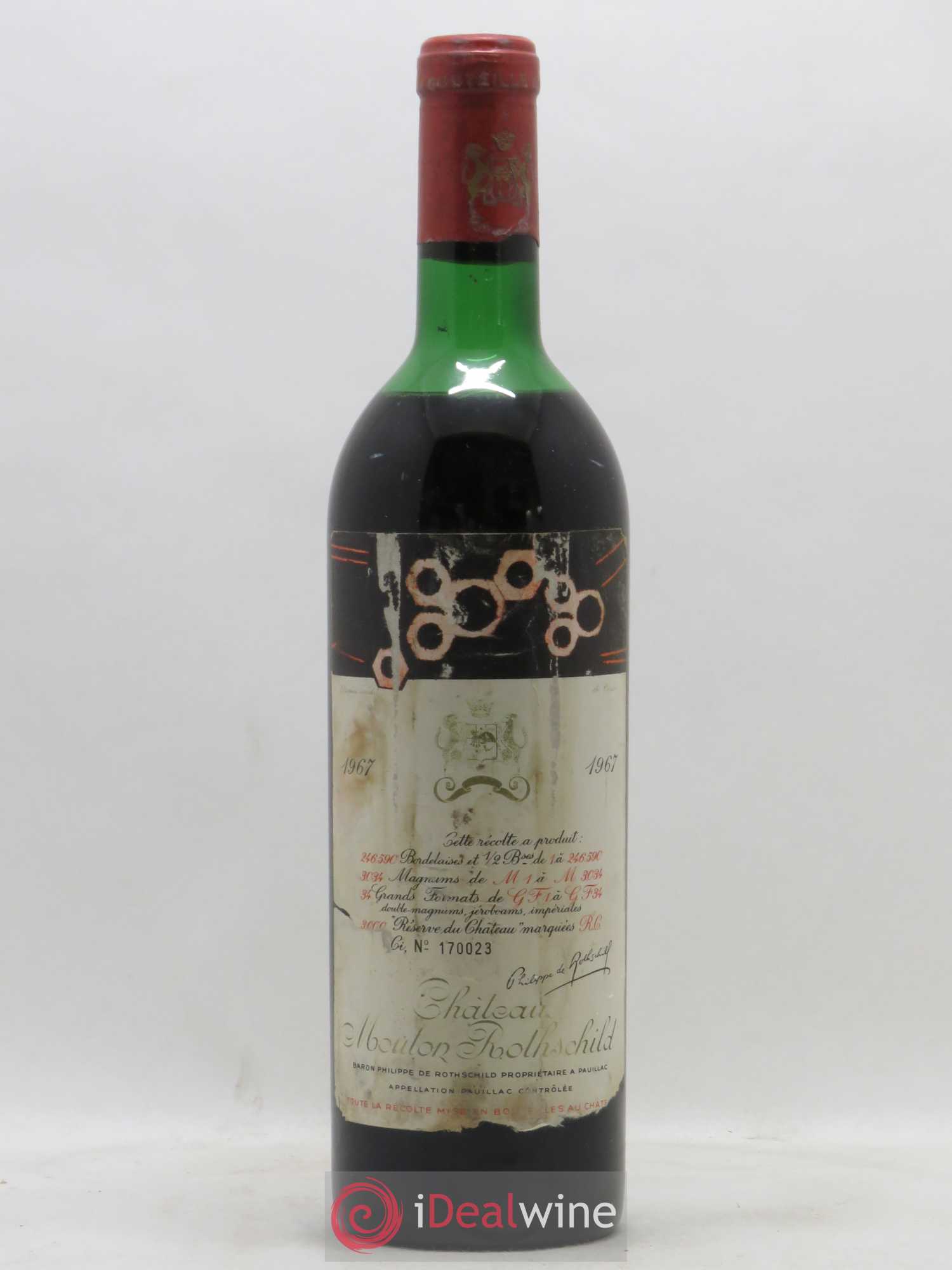 Château Mouton Rothschild 1er Grand Cru Classé 1967 - Lot de 1 bouteille - 0