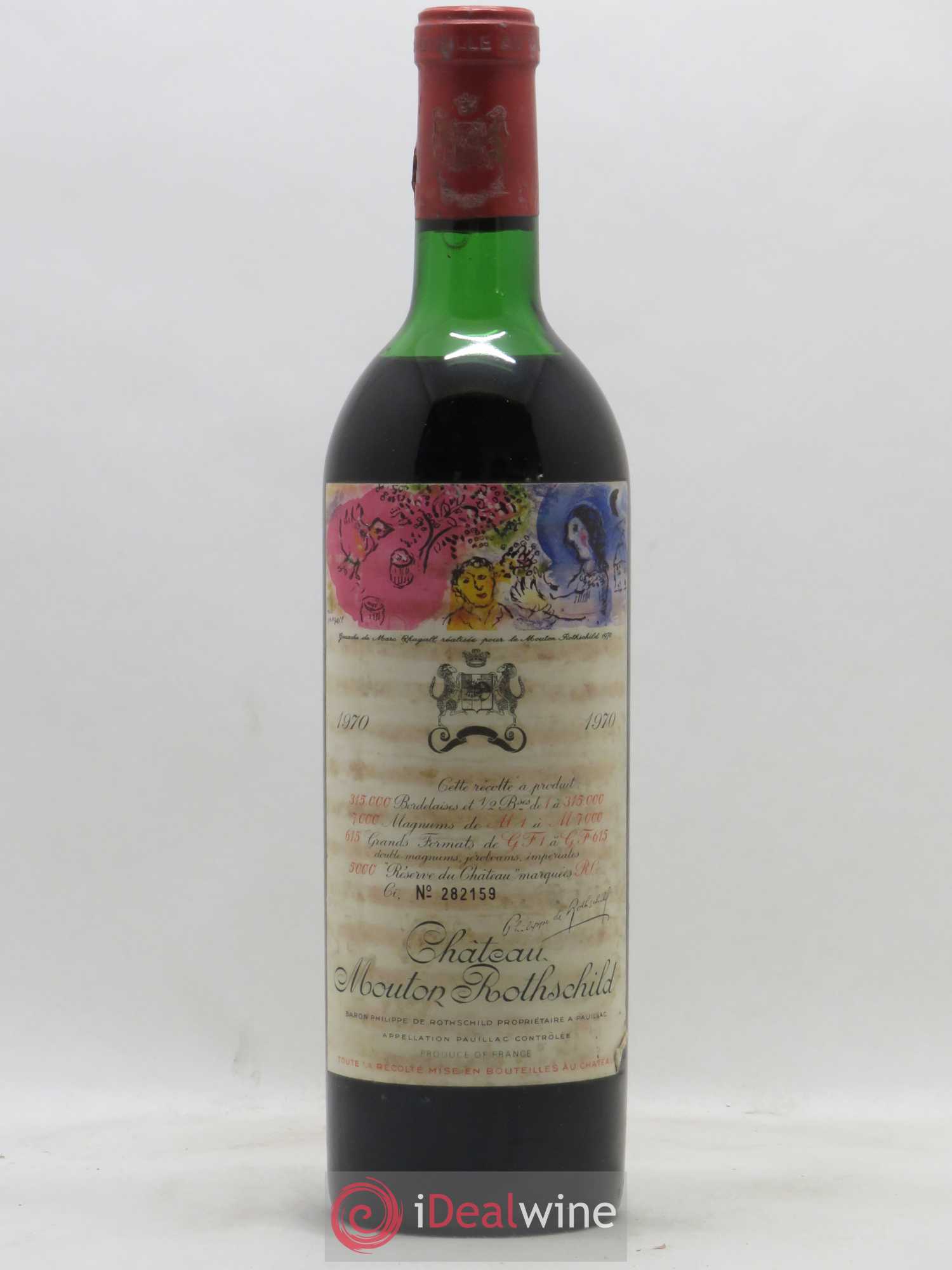 Château Mouton Rothschild 1er Grand Cru Classé 1970 - Lot de 1 bouteille - 0