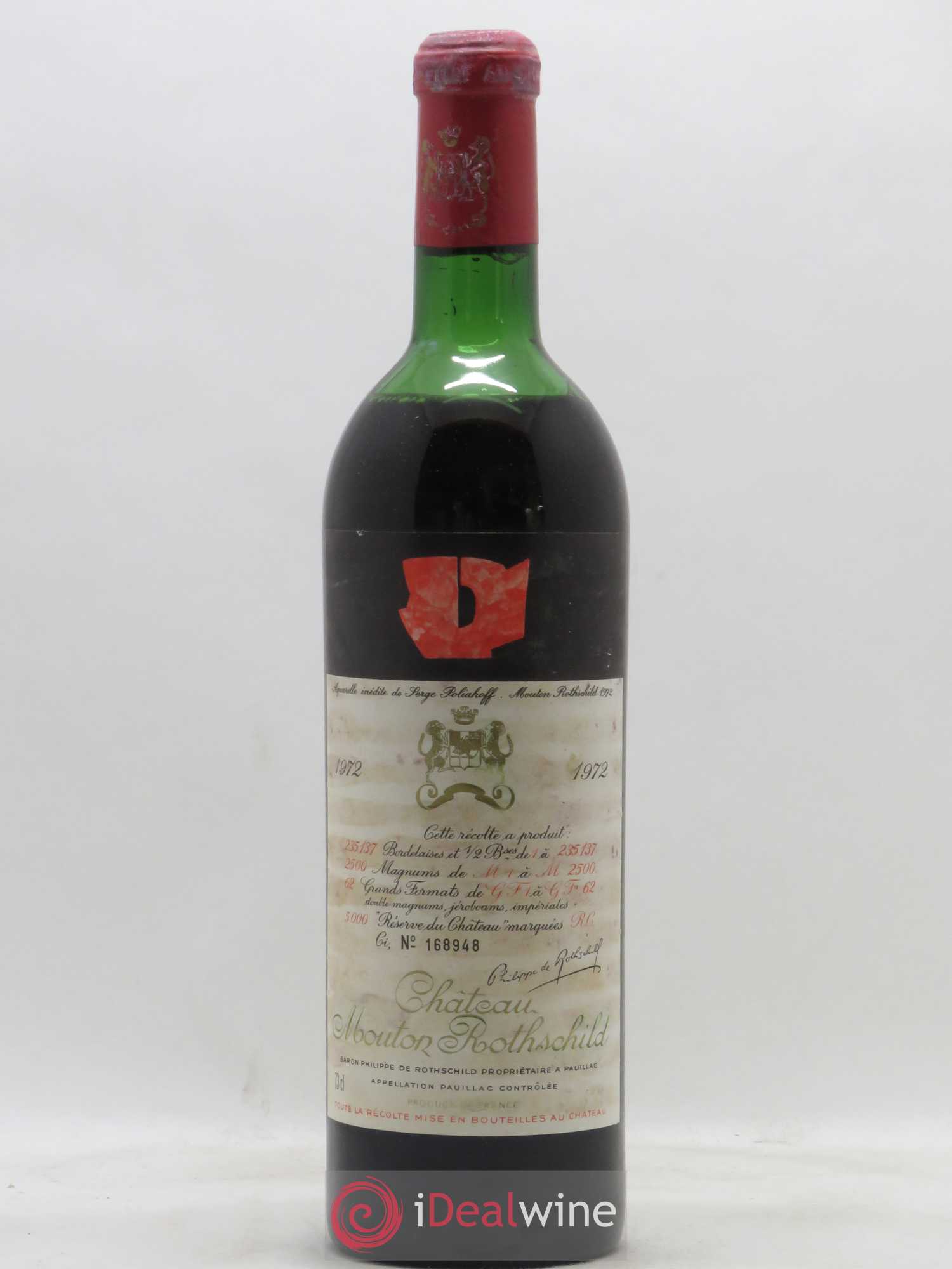 Château Mouton Rothschild 1er Grand Cru Classé 1972 - Lot de 1 bouteille - 0