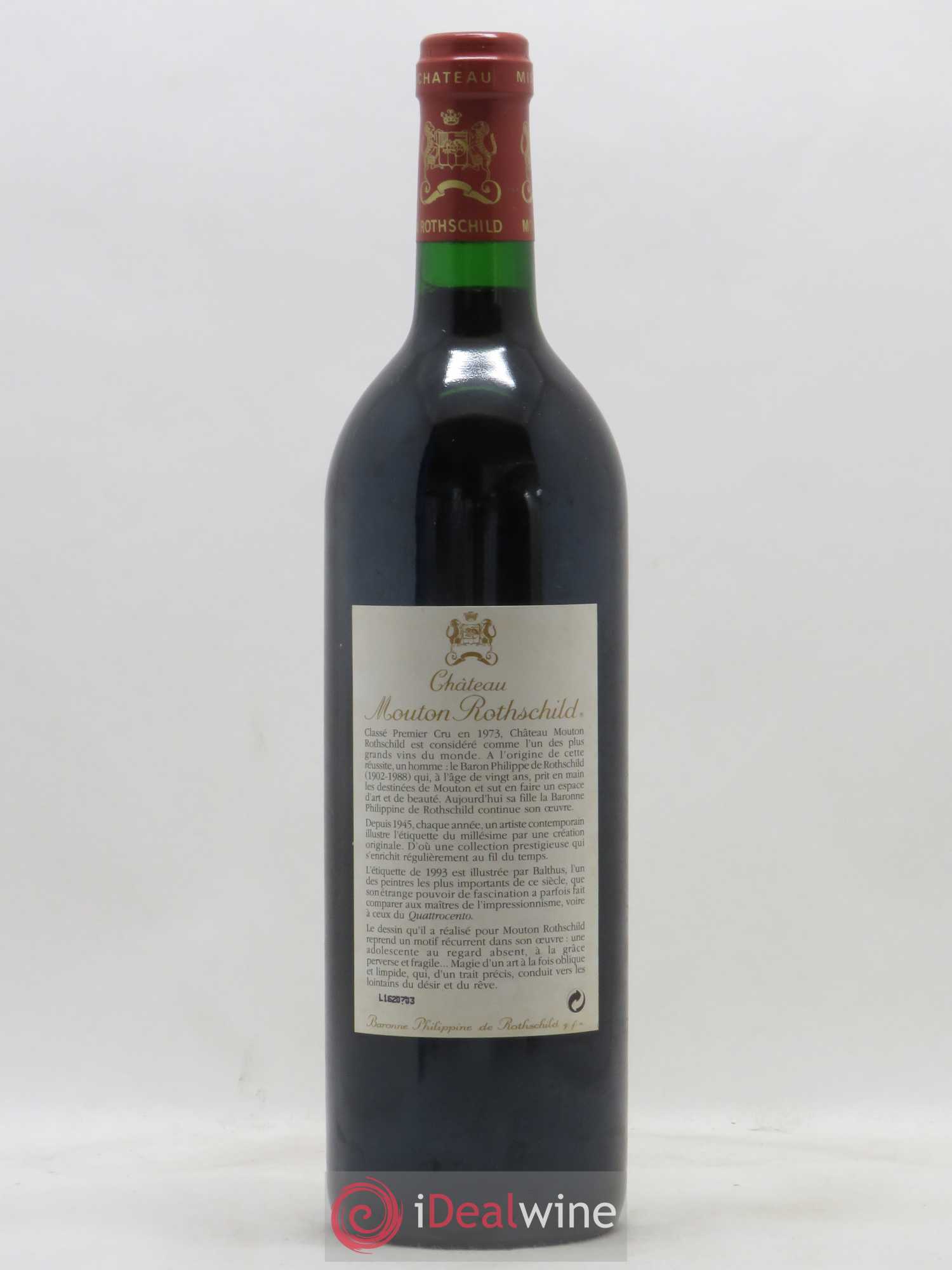 Château Mouton Rothschild 1er Grand Cru Classé 1993 - Lot de 1 bouteille - 1