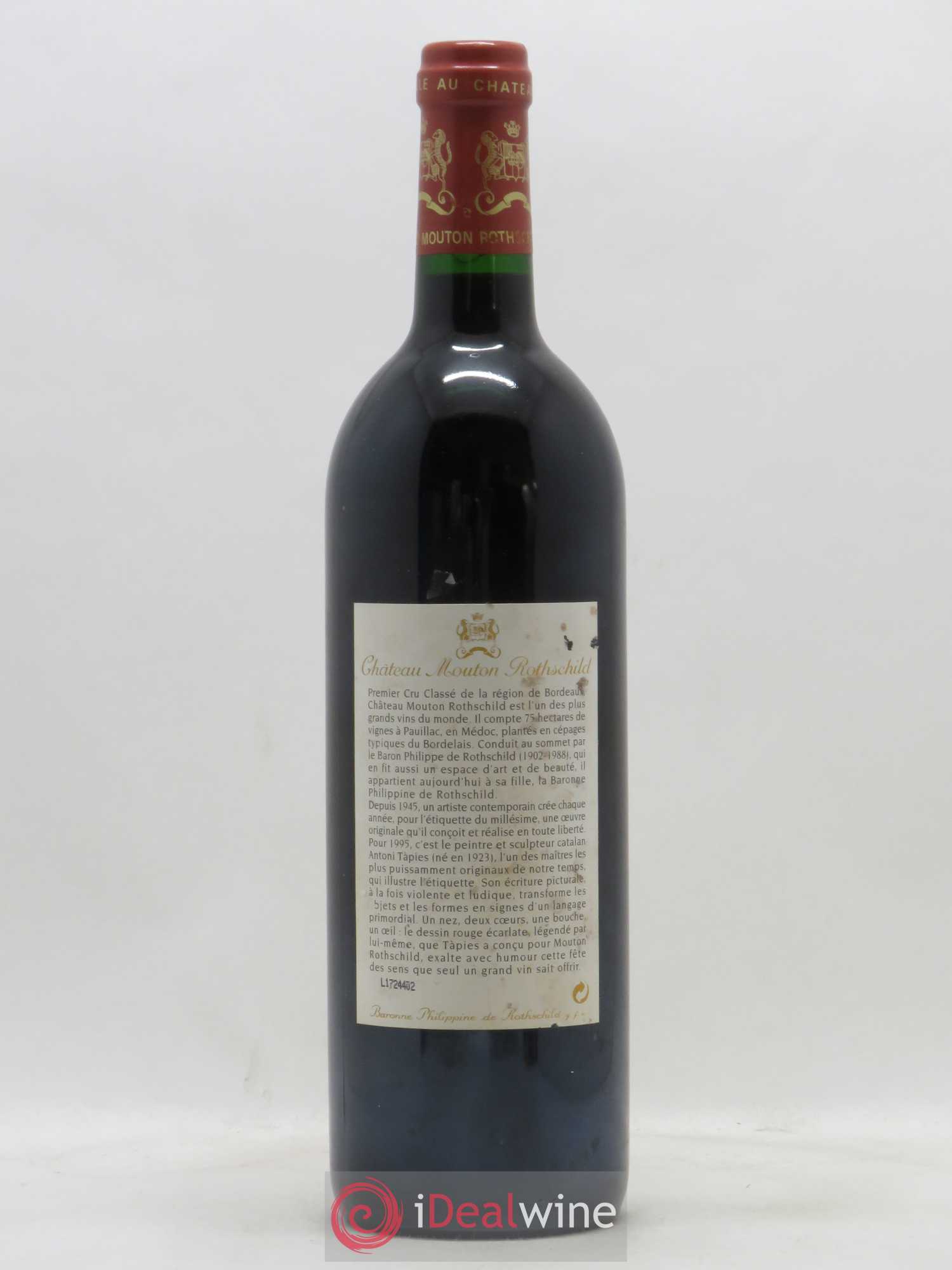 Château Mouton Rothschild 1er Grand Cru Classé 1995 - Lot de 1 bouteille - 1