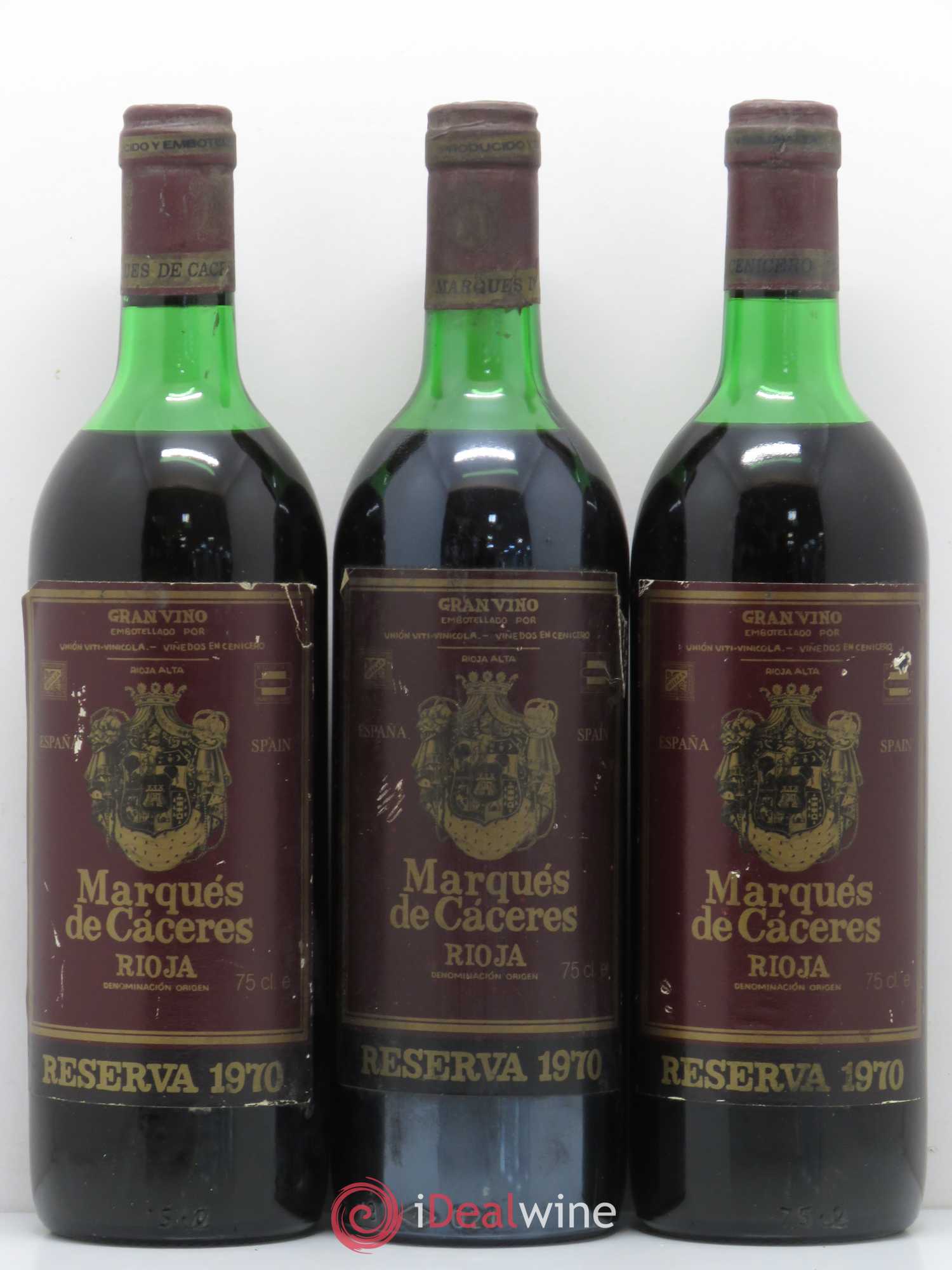 Rioja DOCA Reserva Marquès de Caceres 1970 - Lot of 3 bottles - 0