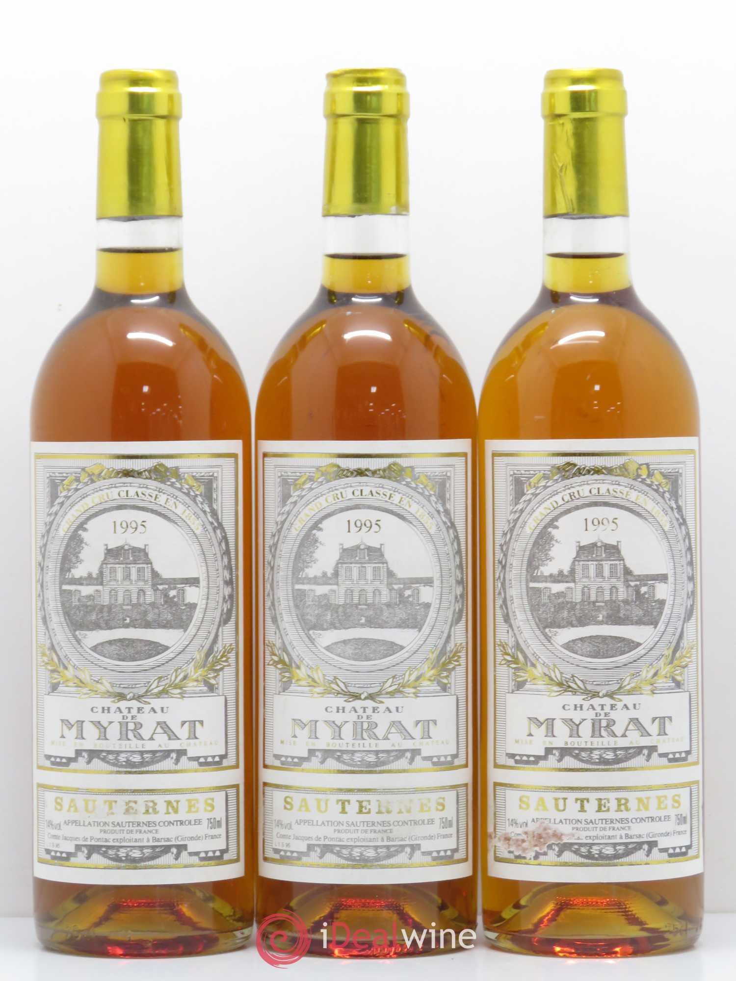 Château de Myrat 2ème Grand Cru Classé 1995 - Lotto di 3 bottiglie - 0