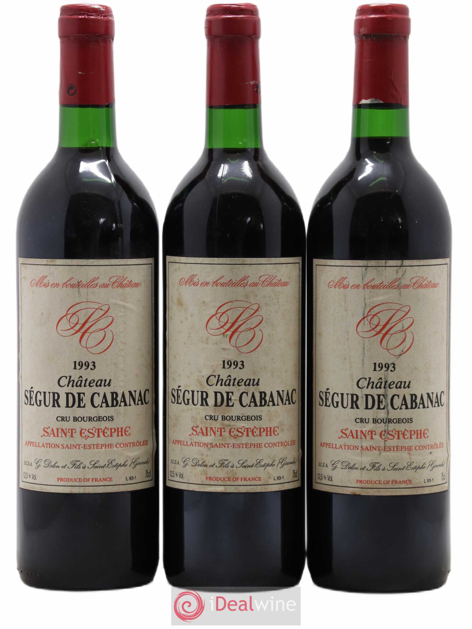 Château Ségur de Cabanac Cru Bourgeois (sans prix de réserve) 1993 - Lot de 3 bouteilles - 0