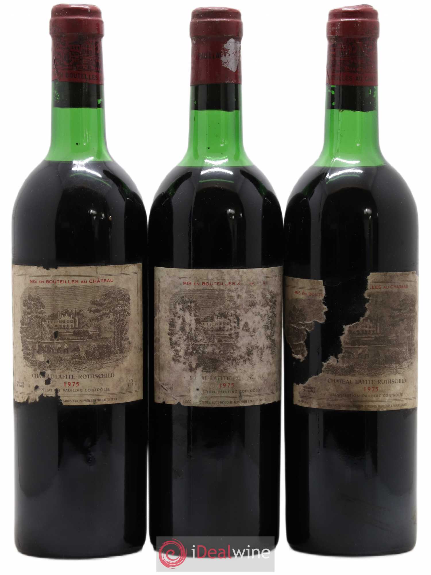 Château Lafite Rothschild 1er Grand Cru Classé 1975 - Lot de 3 bouteilles - 0