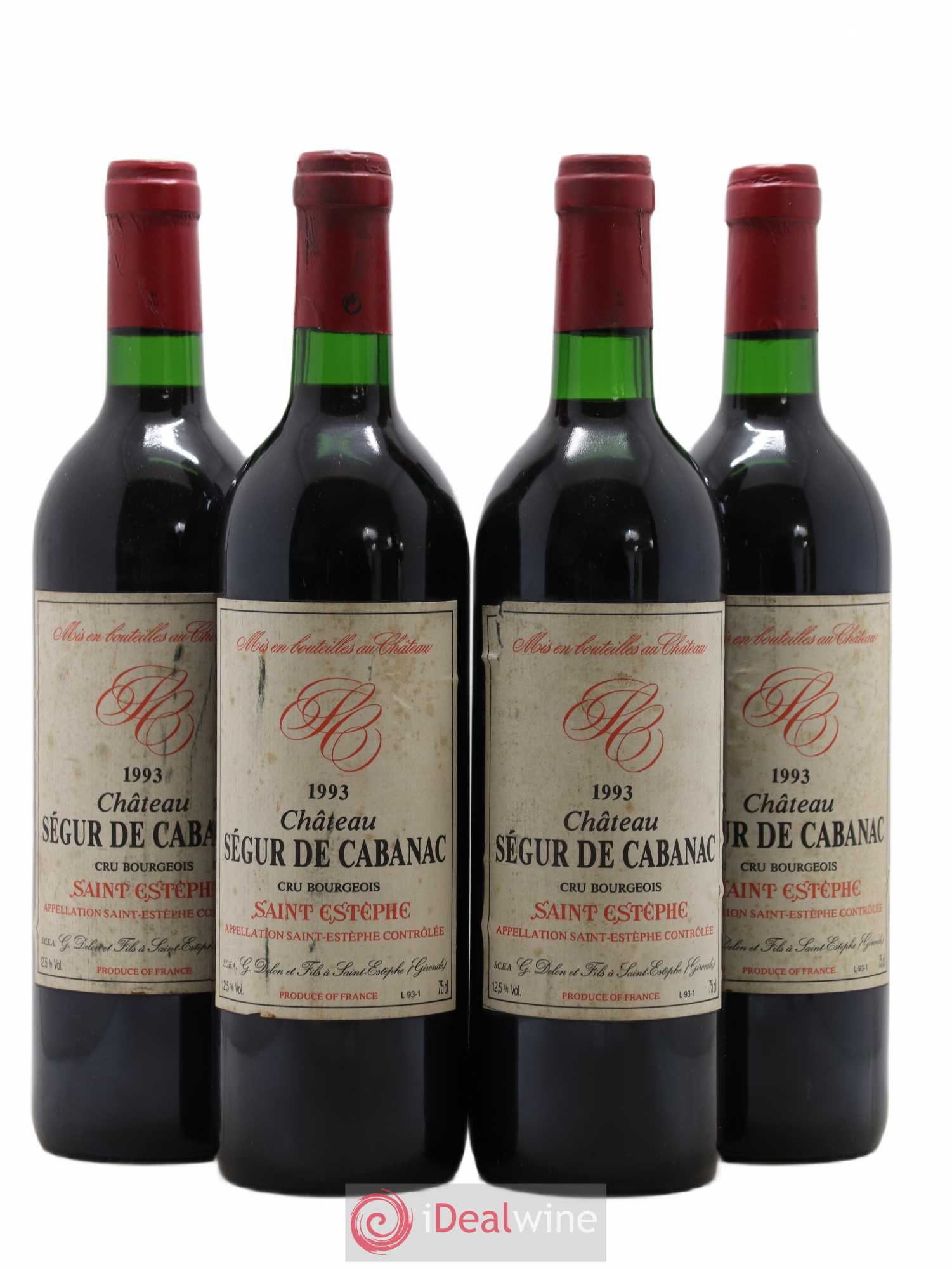 Château Ségur de Cabanac Cru Bourgeois 1993 - Lot de 4 bouteilles - 0