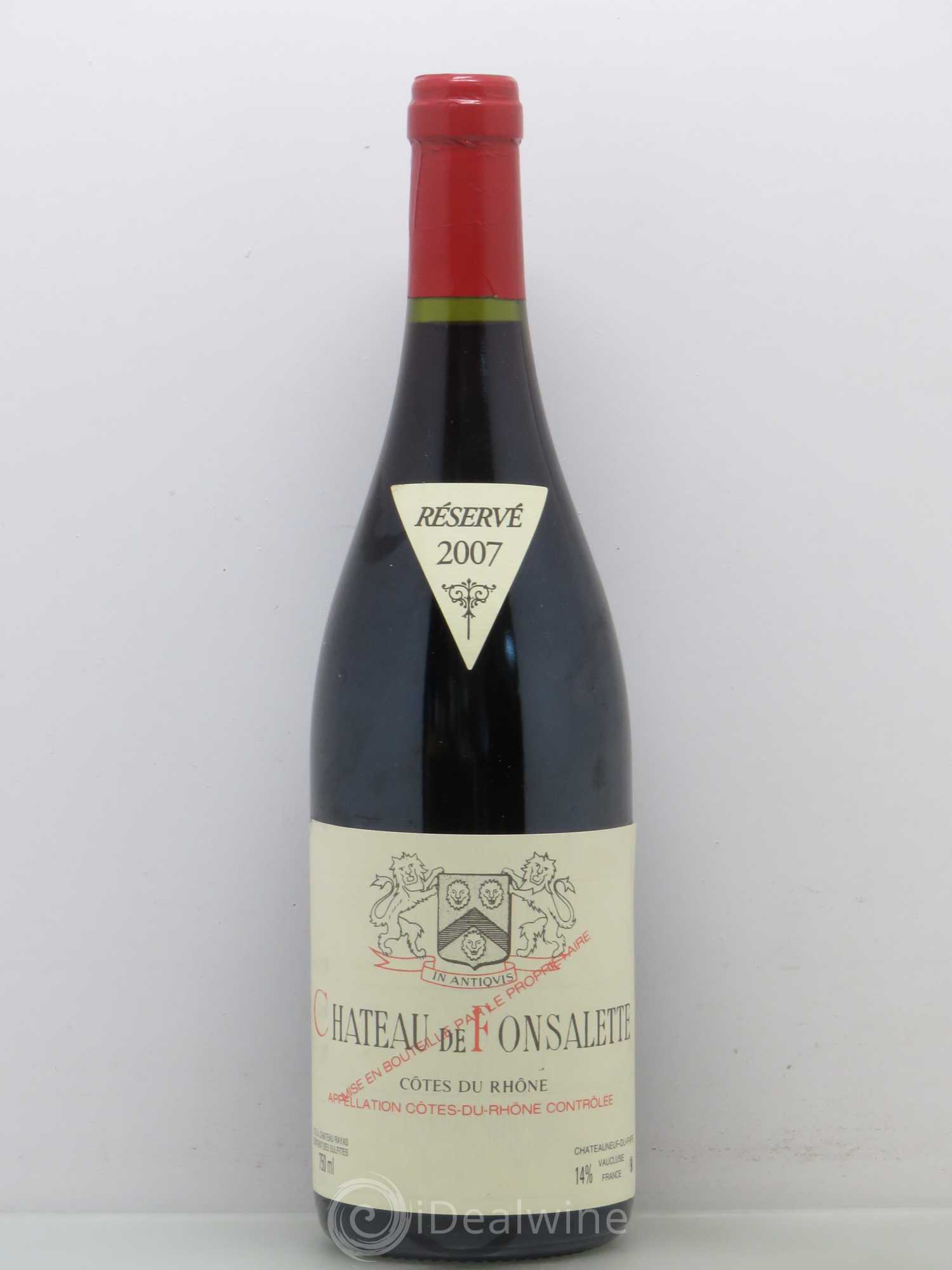 Côtes-du-Rhône Château de Fonsalette Emmanuel Reynaud 2007 - Lot de 1 bouteille - 0