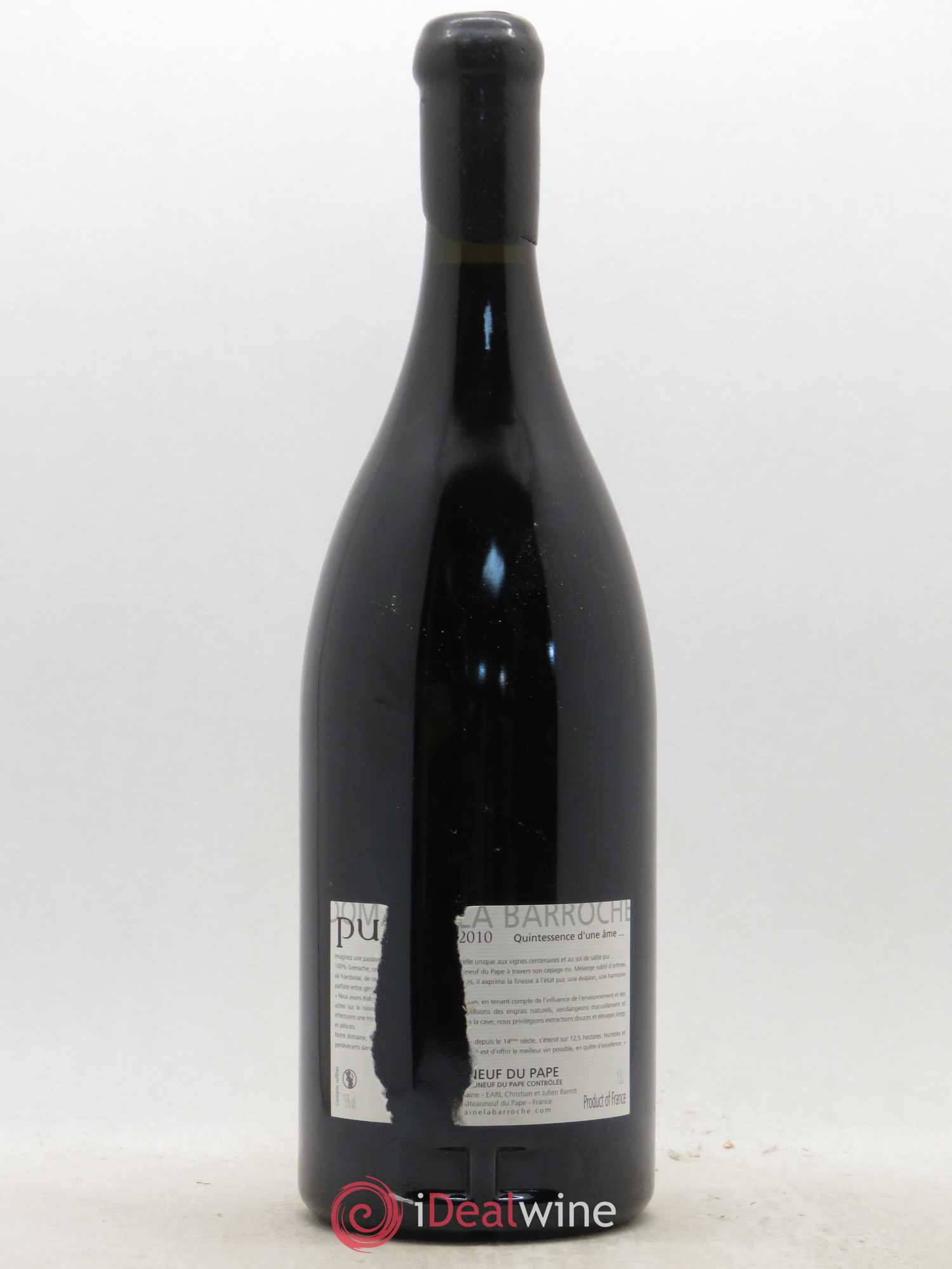 Châteauneuf-du-Pape Cuvée Pure Domaine La Barroche (sans prix de réserve) 2010 - Lot de 1 magnum - 1