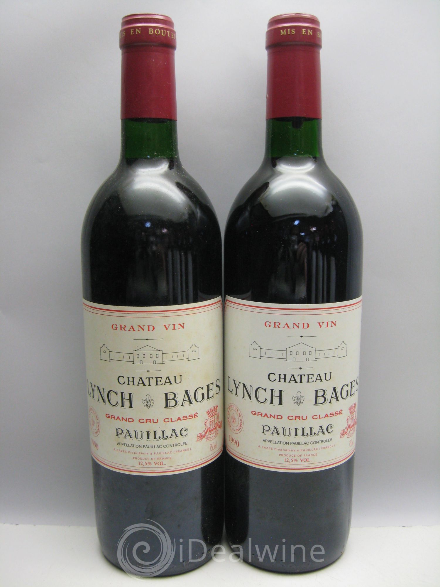 Château Lynch Bages 5ème Grand Cru Classé (CB sans couvercle et trace de feutre) 1990 - Lotto di 12 bottiglie - 1