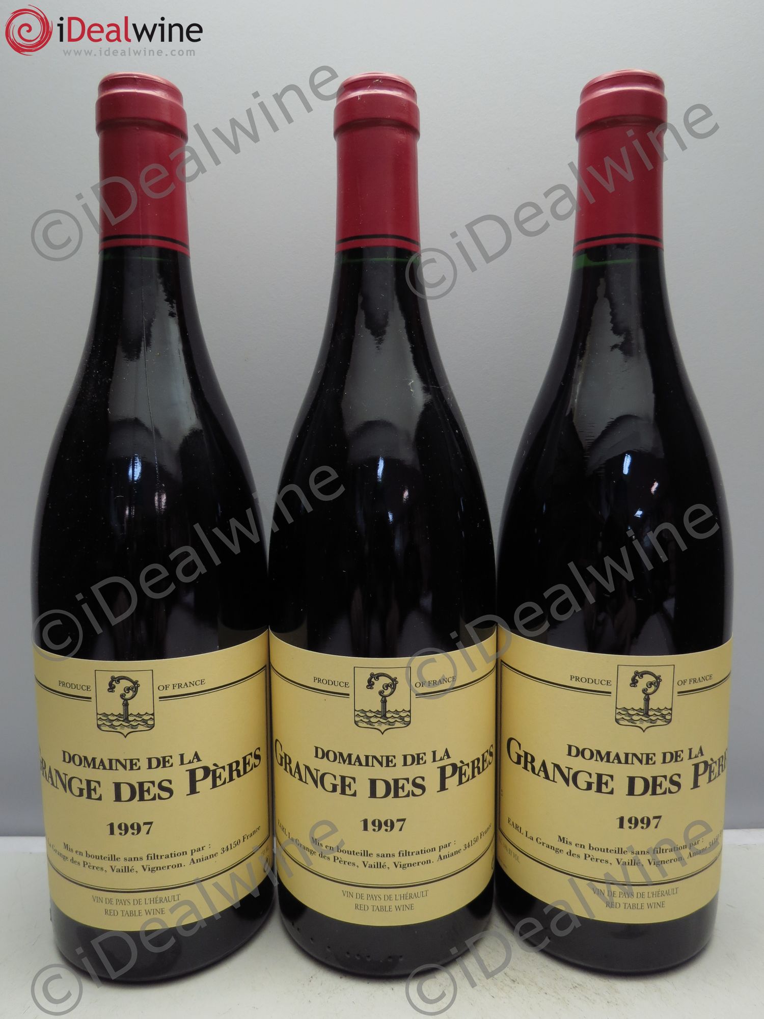 Pays d'Hérault Grange des Pères Laurent Vaillé 1997 - Lot de 3 bouteilles - 0