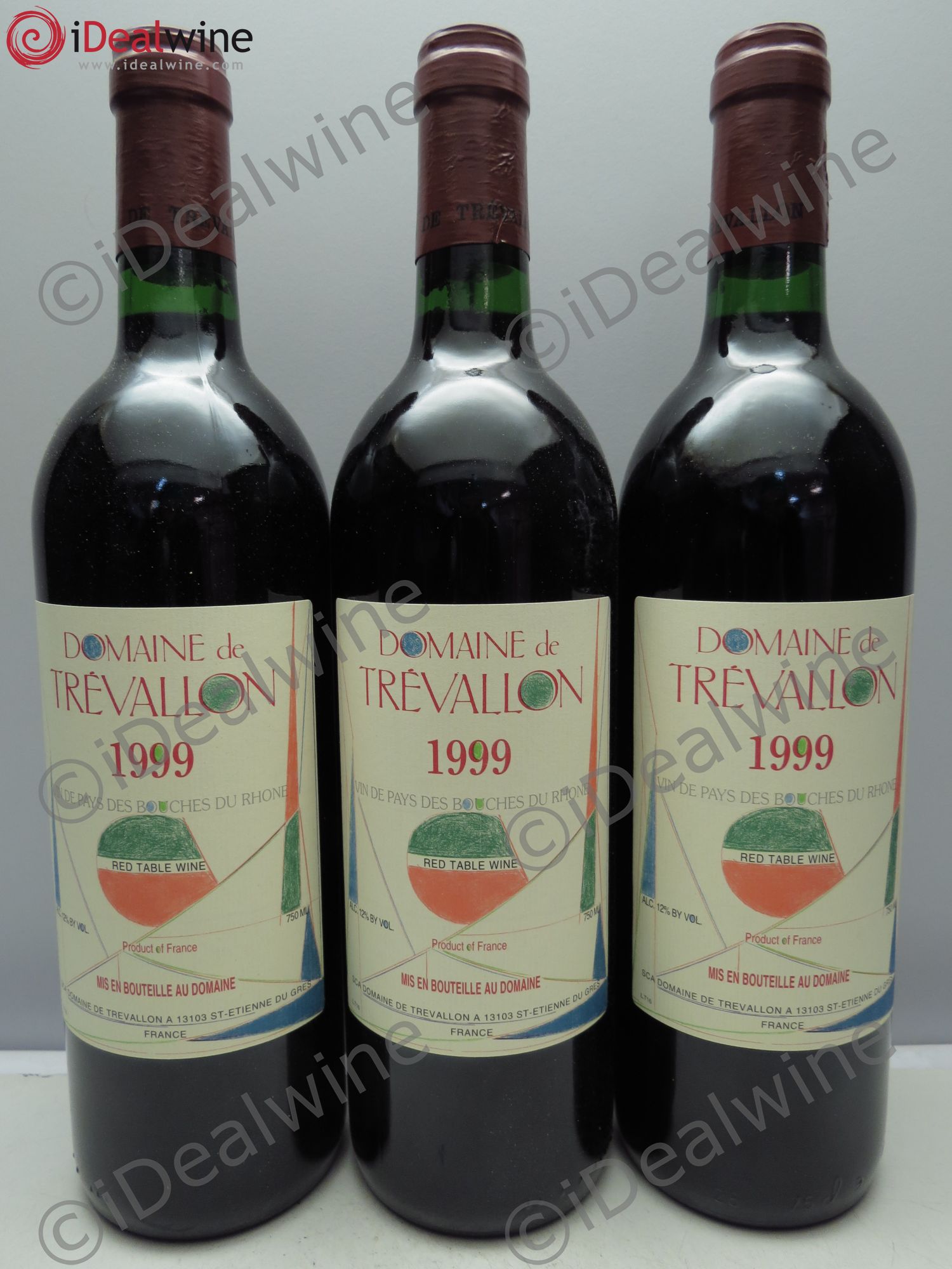 VDP Bouches du Rhône Trévallon (Domaine de) Eloi Dürrbach 1999 - Lot de 3 bouteilles - 0