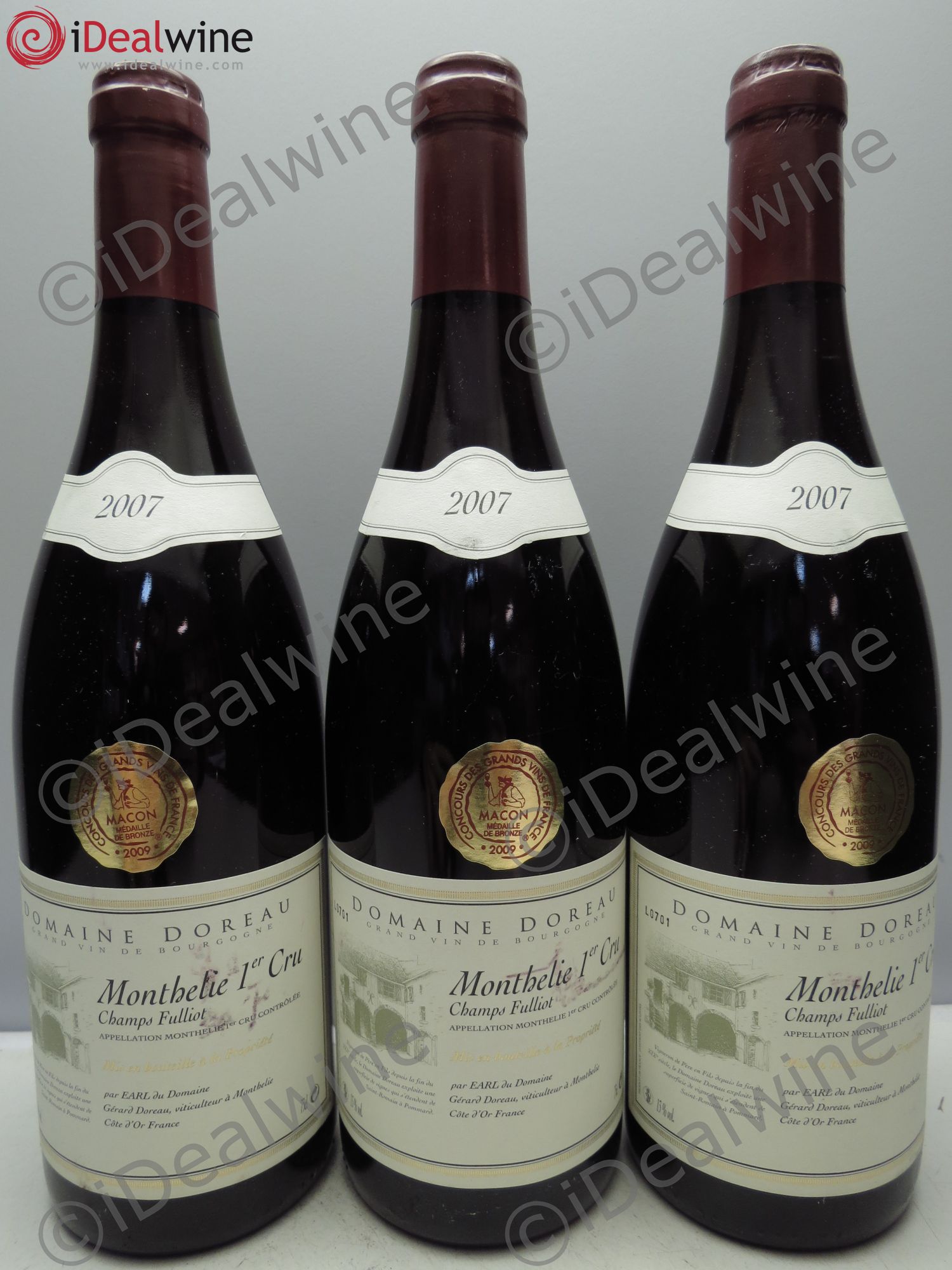 Monthélie 1er Cru (sans prix de réserve / no reserve) 2007 - Posten von 3 Flaschen - 0