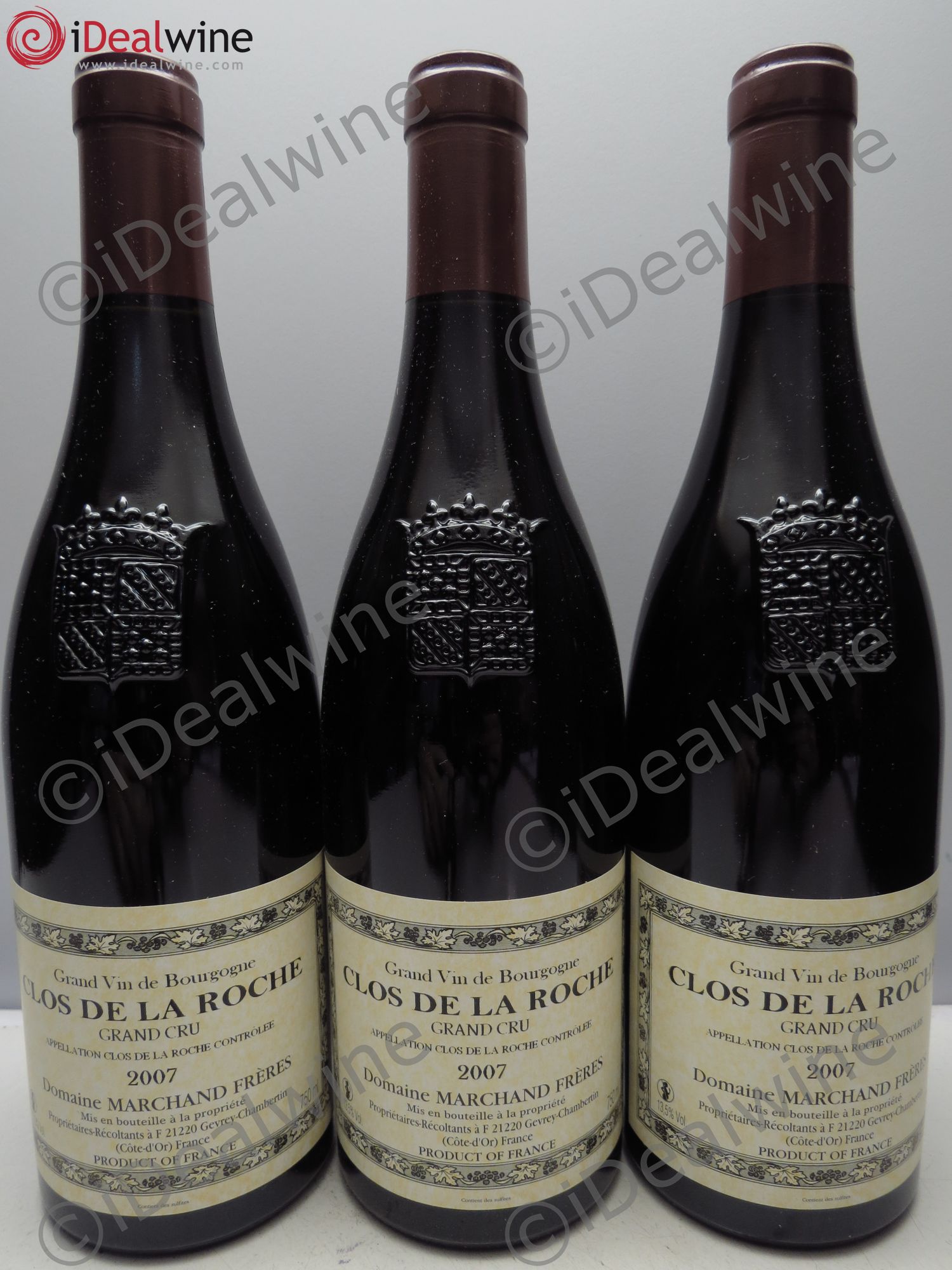 Clos de la Roche Grand Cru Domaine Marchand Frères(sans prix de réserve / no reserve) 2007 - Posten von 3 Flaschen - 0