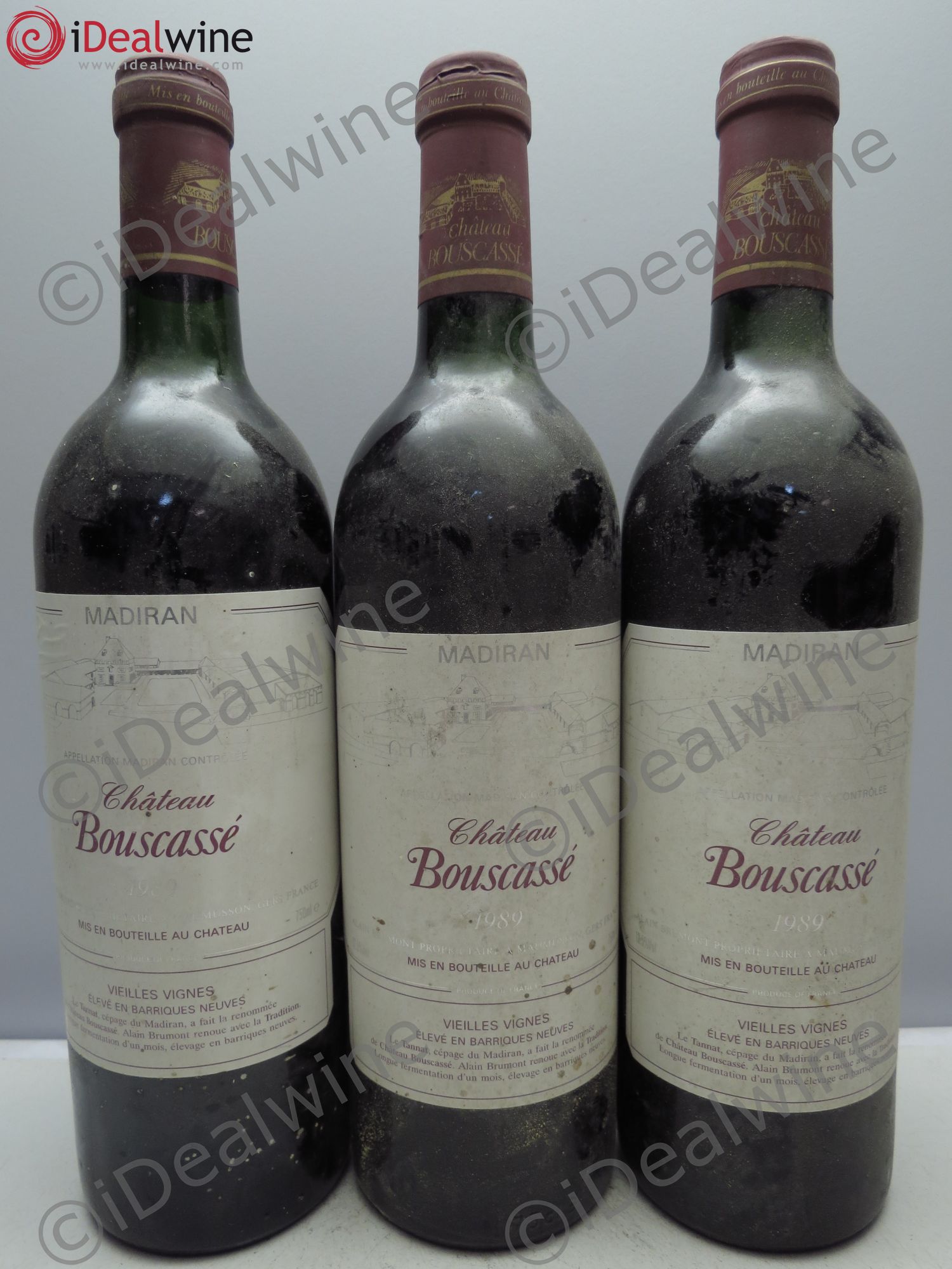 Madiran Vieilles Vignes Château Bouscassé - Alain Brumont (sans prix de réserve/no reserve) 1989 - Lotto di 3 bottiglie - 0
