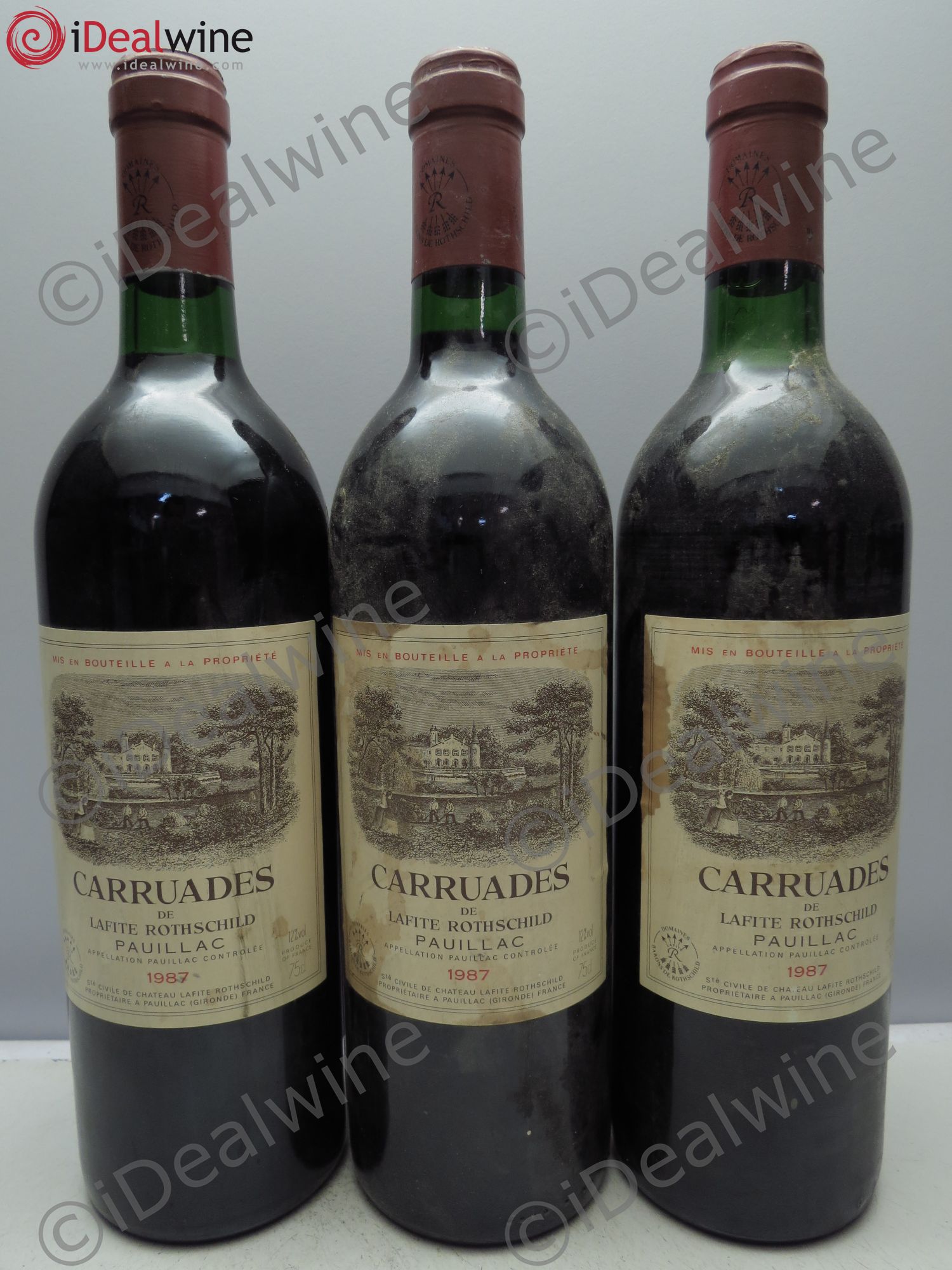 Carruades de Lafite Rothschild Second Vin 1987 - Lot de 3 bouteilles - 0