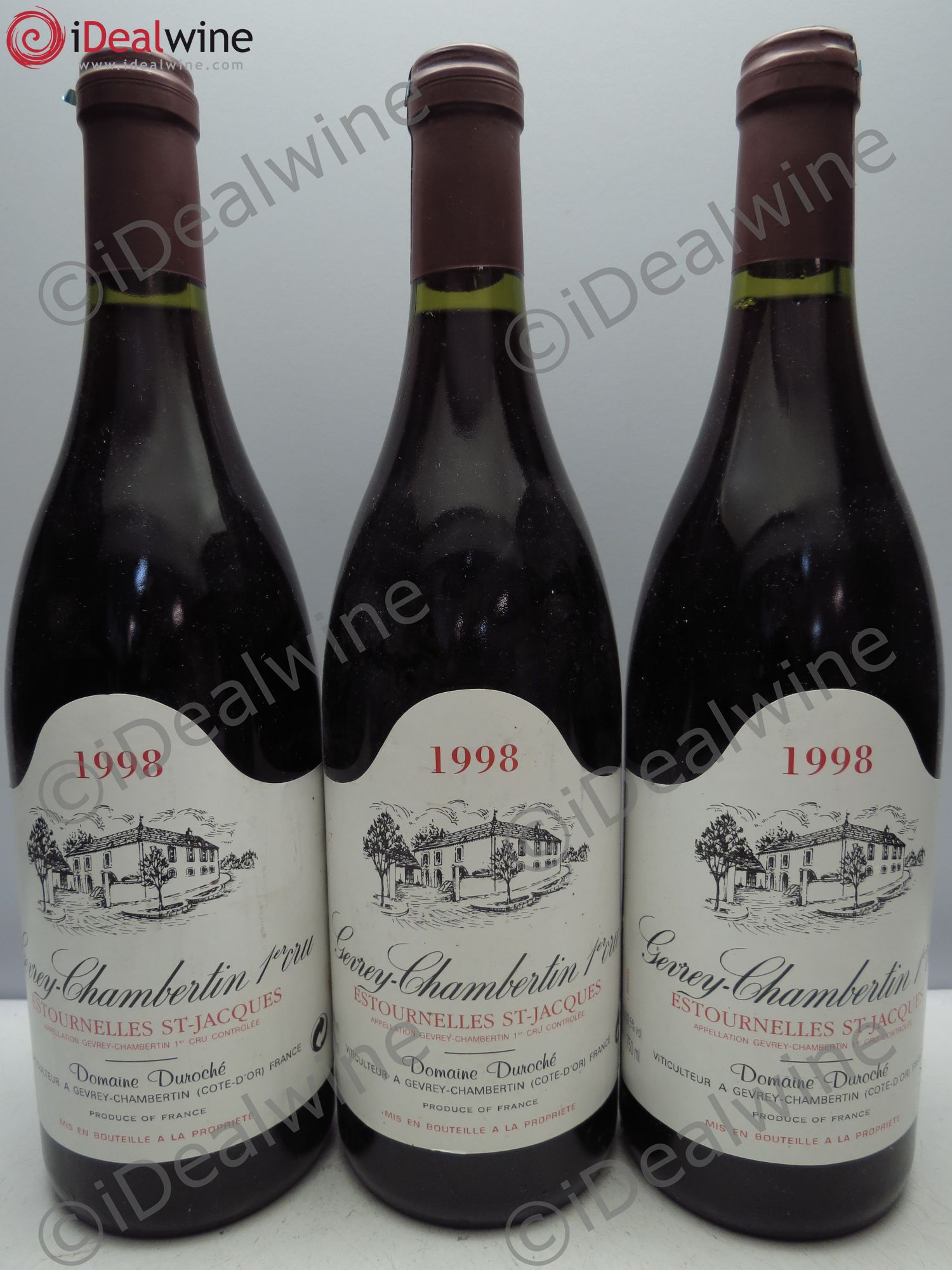 Gevrey-Chambertin 1er Cru Saint Jacques Domaine Duroché 1998 - Posten von 3 Flaschen - 0