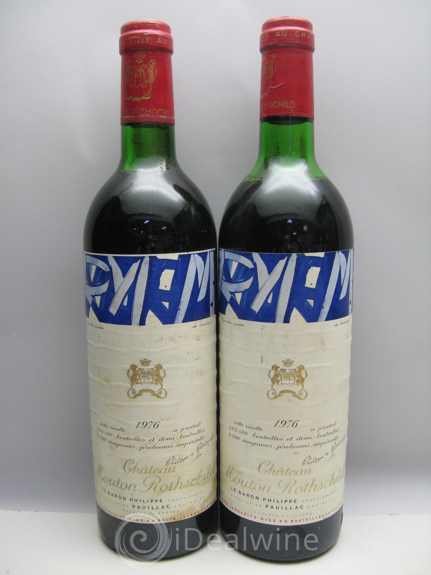Château Mouton Rothschild 1er Grand Cru Classé CBO sans couvercle , abimée 1976 - Lot de 12 bouteilles - 2