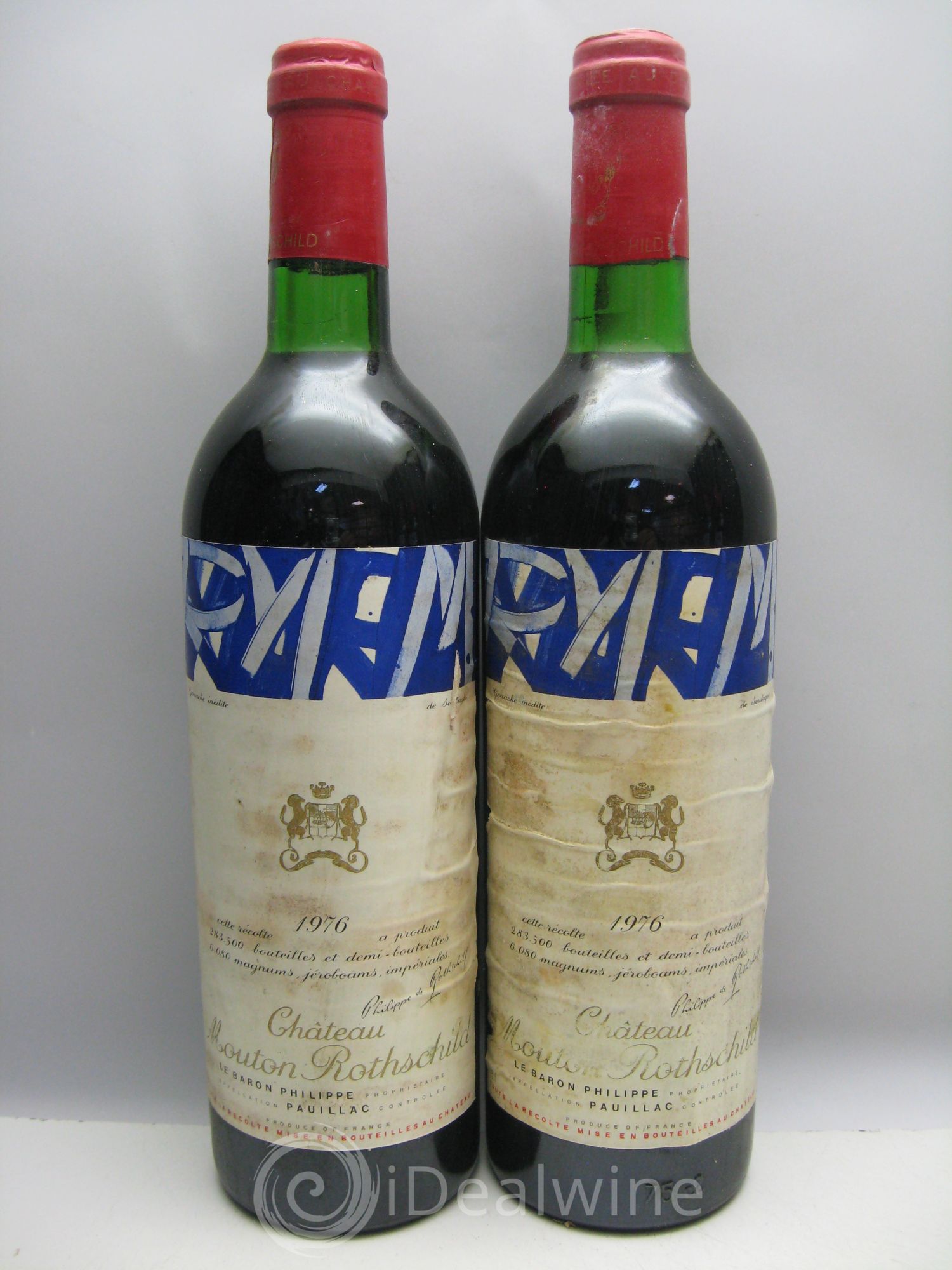 Château Mouton Rothschild 1er Grand Cru Classé CBO sans couvercle , abimée 1976 - Lot de 12 bouteilles - 4