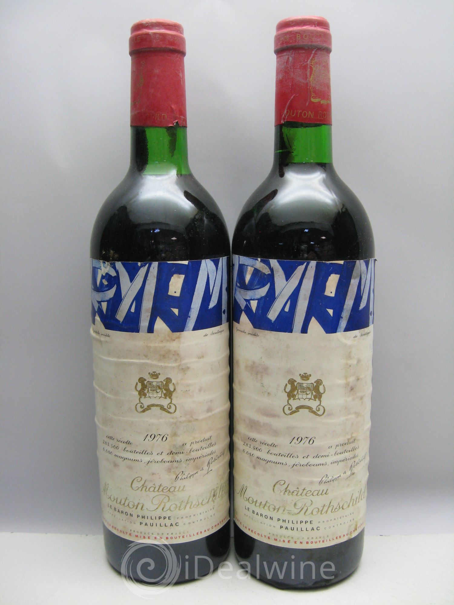 Château Mouton Rothschild 1er Grand Cru Classé CBO sans couvercle , abimée 1976 - Lot de 12 bouteilles - 5