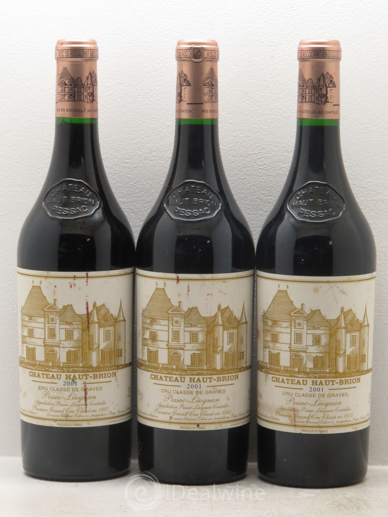 Château Haut Brion 1er Grand Cru Classé 2001 - Lot de 3 bouteilles - 0