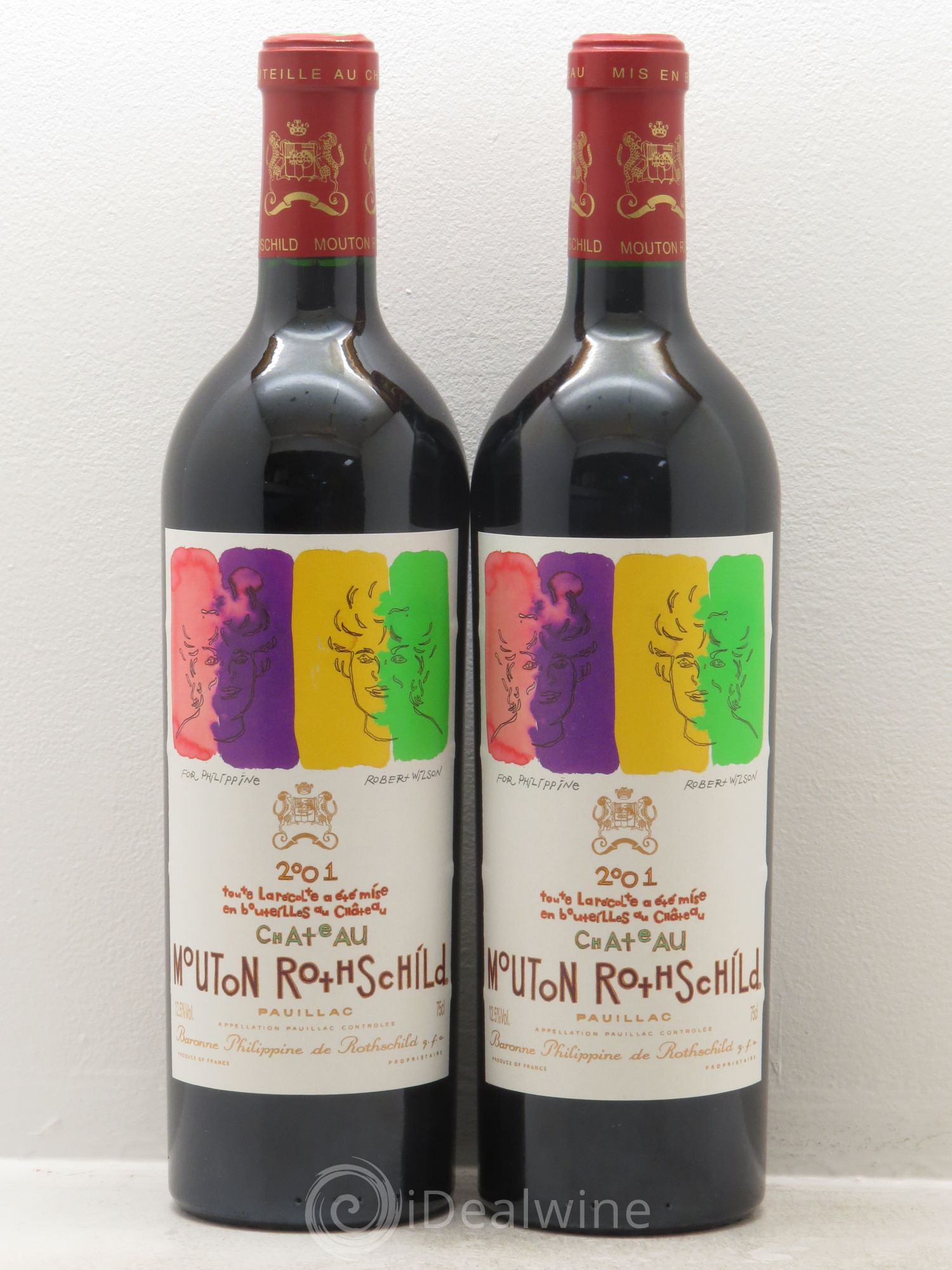 Château Mouton Rothschild 1er Grand Cru Classé 2001 - Lot de 2 bouteilles - 0