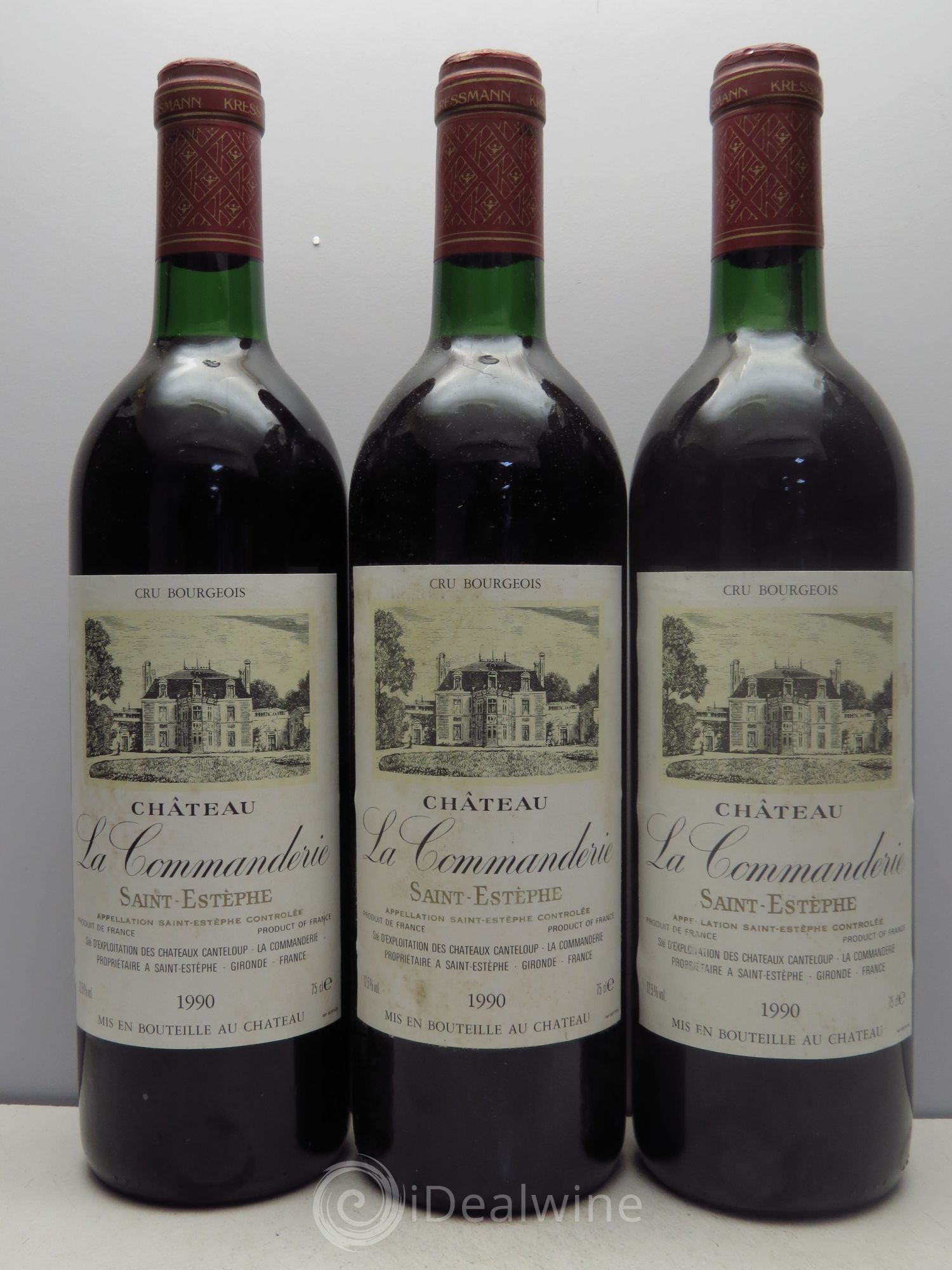 Château la Commanderie Cru Bourgeois 1990 - Lot de 3 bouteilles - 0
