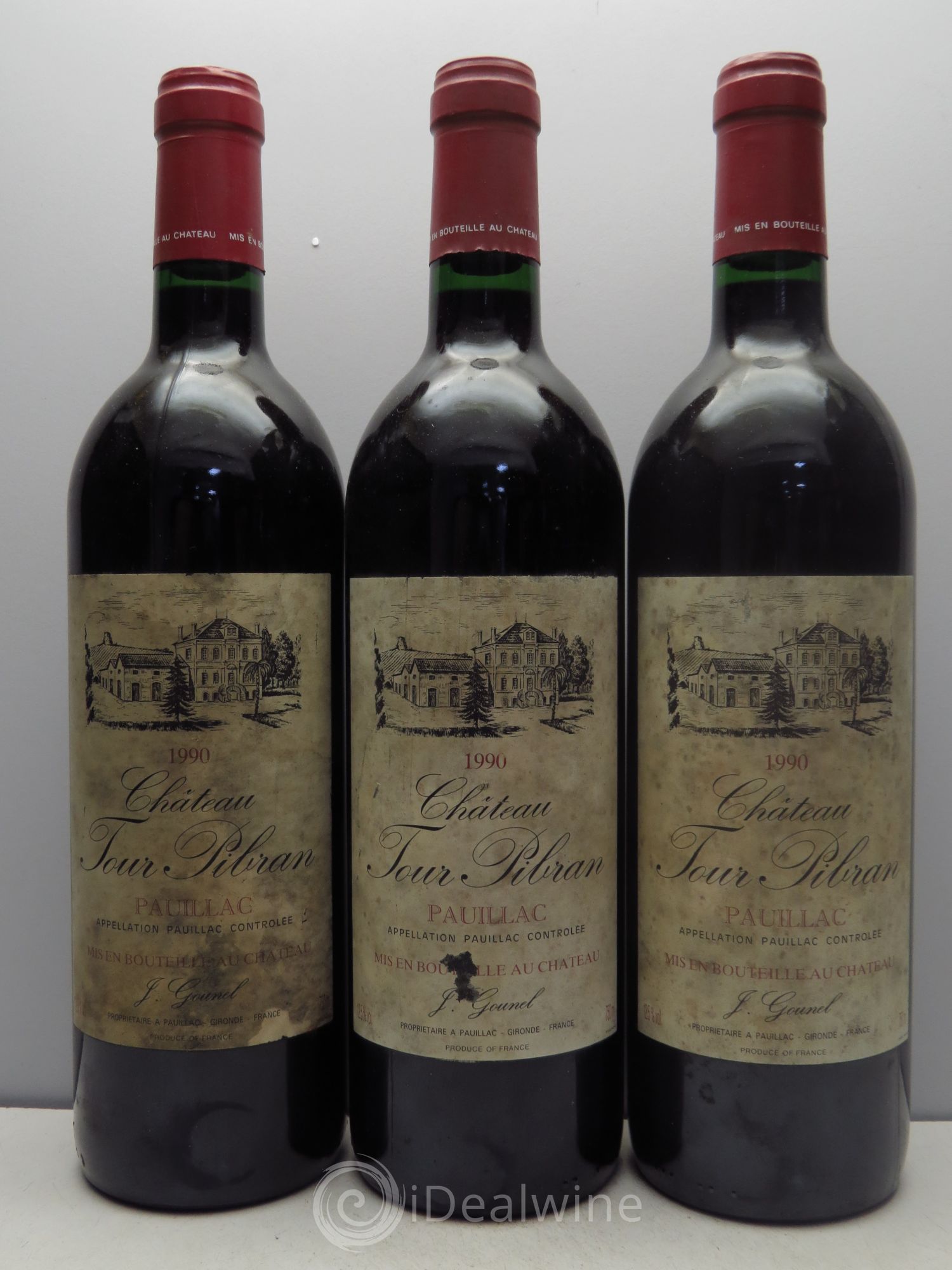 Château Tour Pibran Cru Bourgeois 1990 - Lot de 3 bouteilles - 0