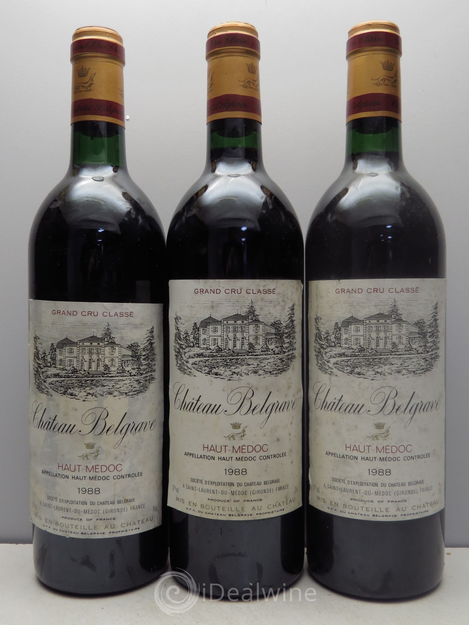 Château Belgrave 5ème Grand Cru Classé 1988 - Lot de 3 bouteilles - 0