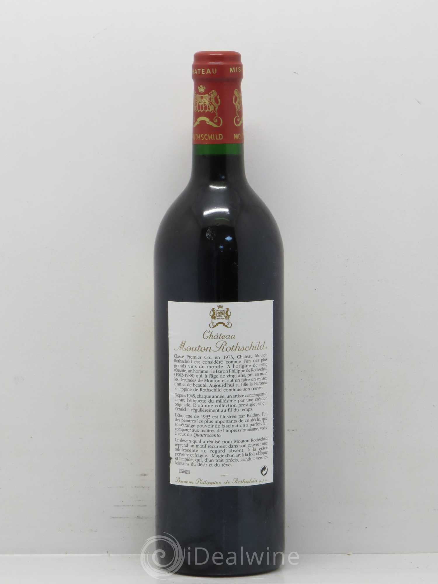 Château Mouton Rothschild 1er Grand Cru Classé 1993 - Lot de 1 bouteille - 1