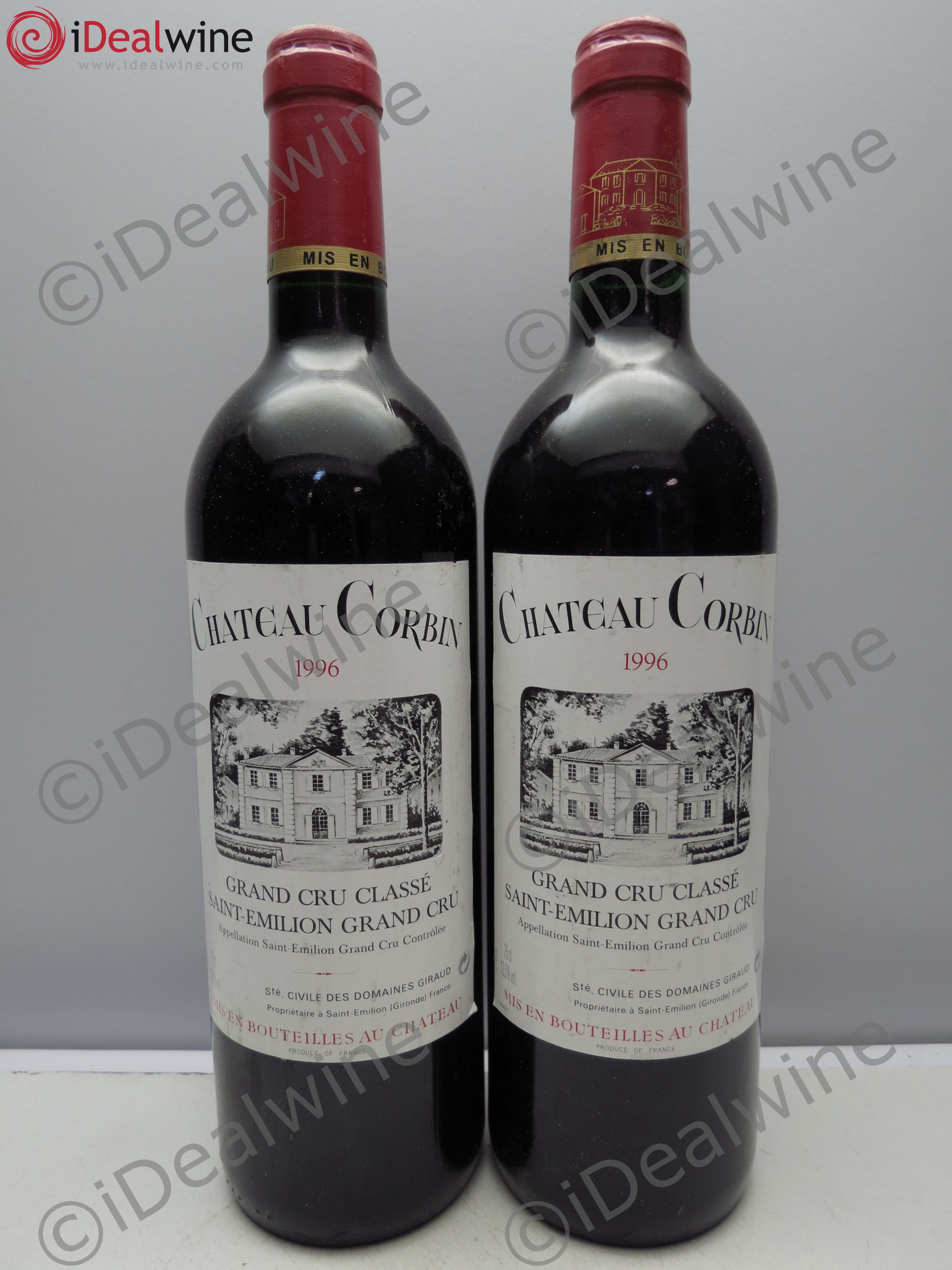 Château Corbin Grand Cru Classé 1996 - Lot de 2 bouteilles - 0