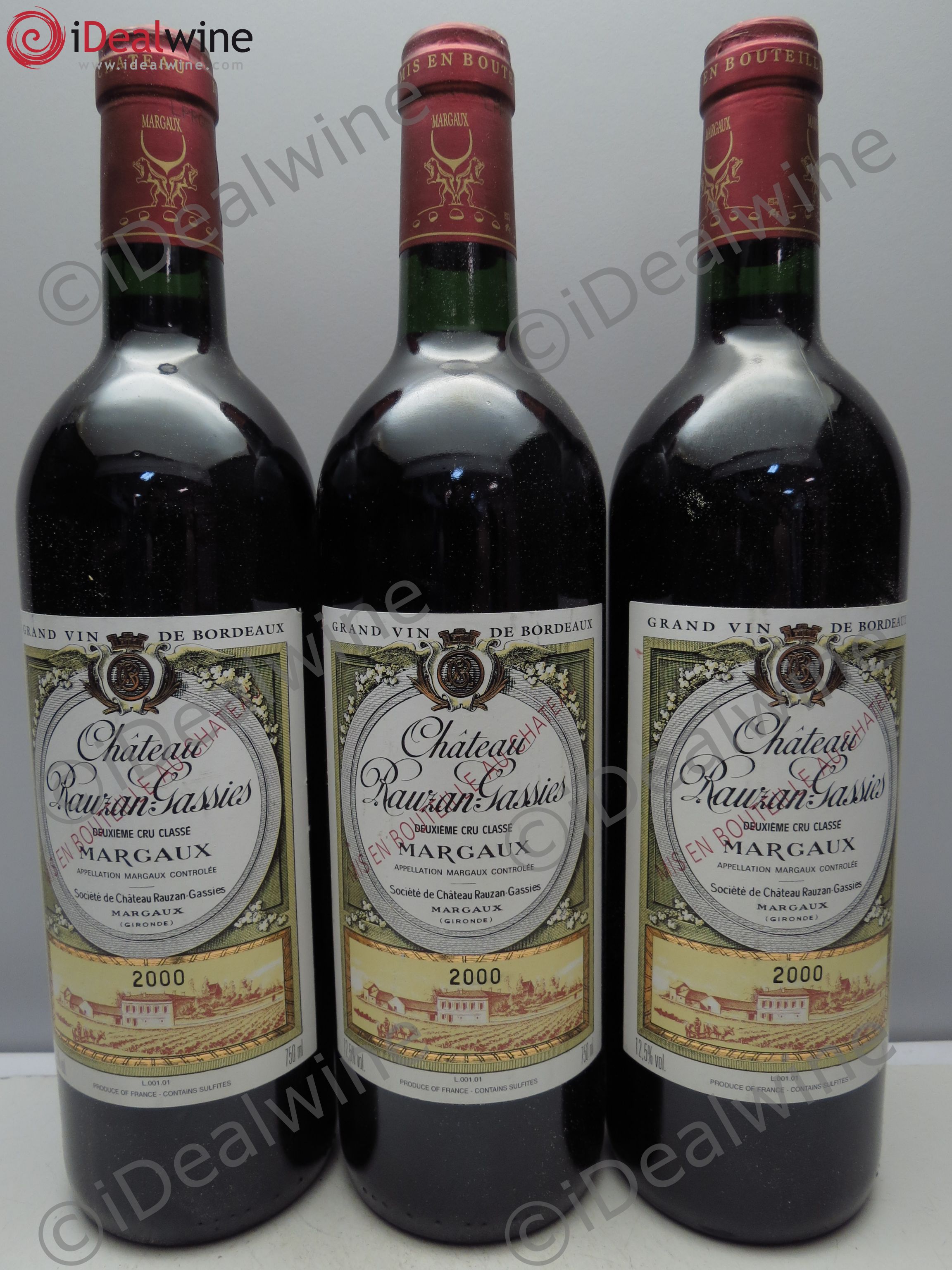 Château Rauzan-Gassies 2ème Grand Cru Classé 2000 - Lot de 3 bouteilles - 0