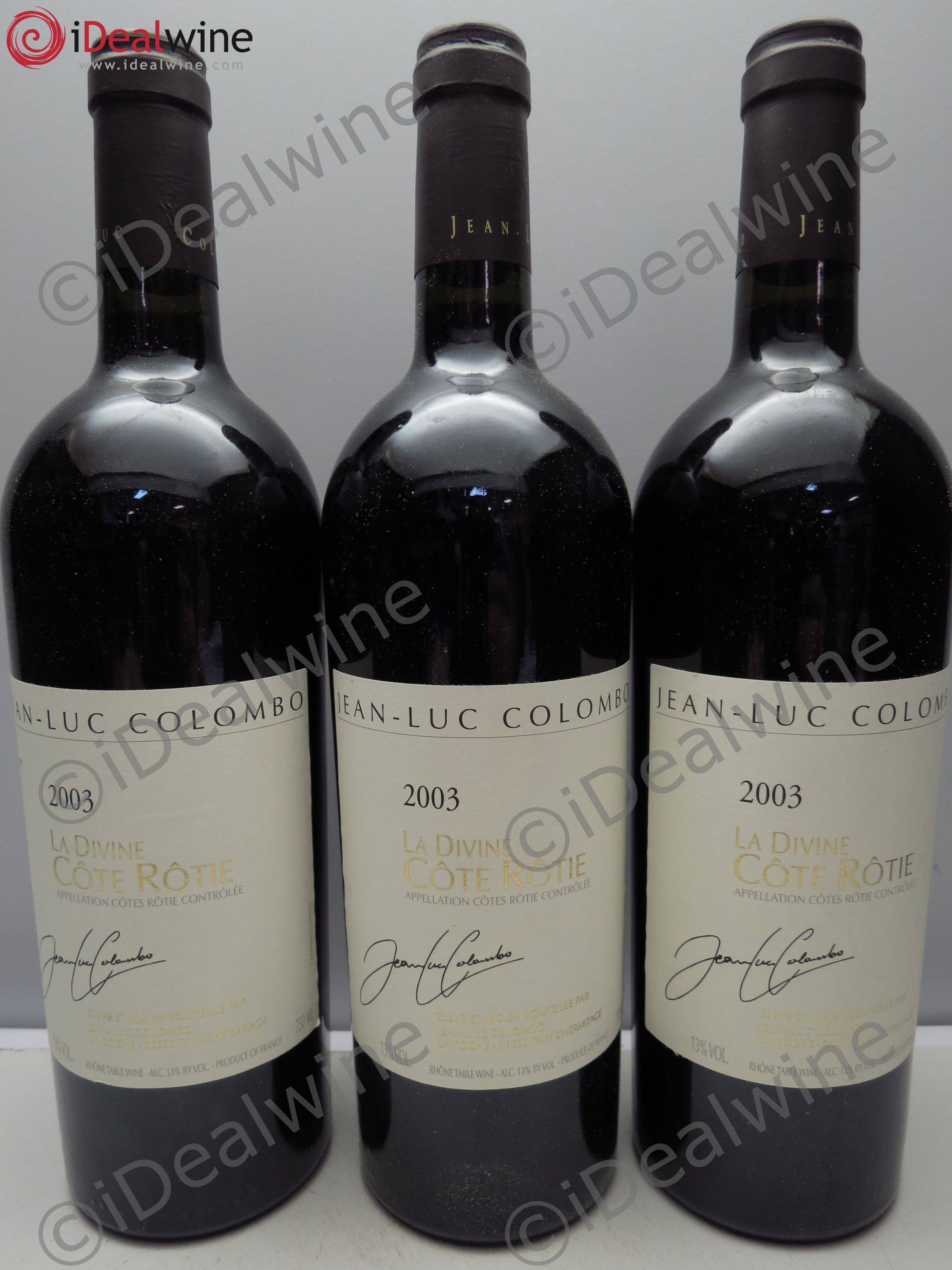 Côte-Rôtie La divine, Jean Luc Colombo 2003 - Lot of 3 bottles - 0